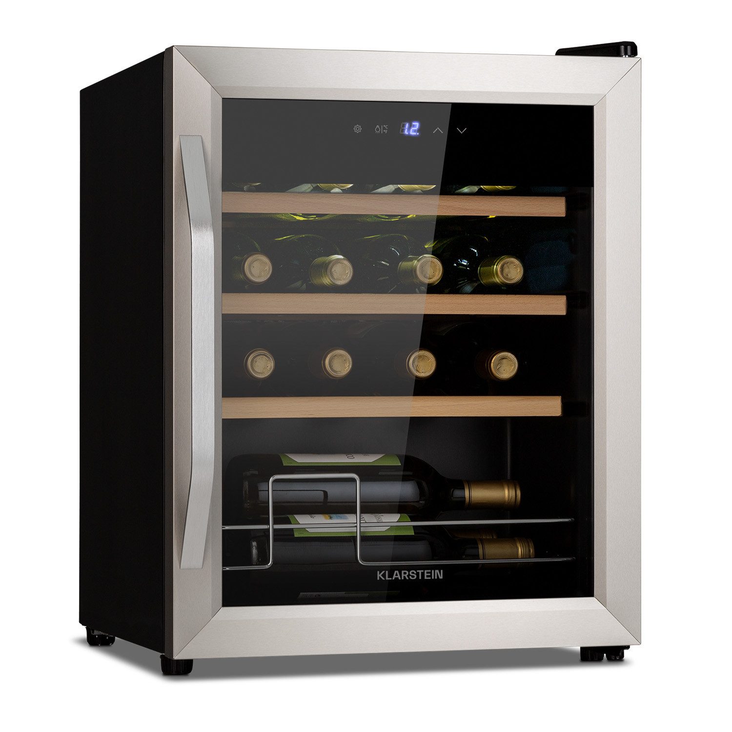 Klarstein Weinkühlschrank Vinamour 16 Uno, für 16 Standardflaschen á 0,75l,Wein Flaschenkühlschrank Weintemperierschrank Weinschrank Kühlschrank