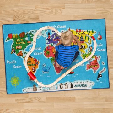 Kinderteppich Kinderteppich Weltkarte 150x100 cm, relaxdays, Höhe: 5 mm