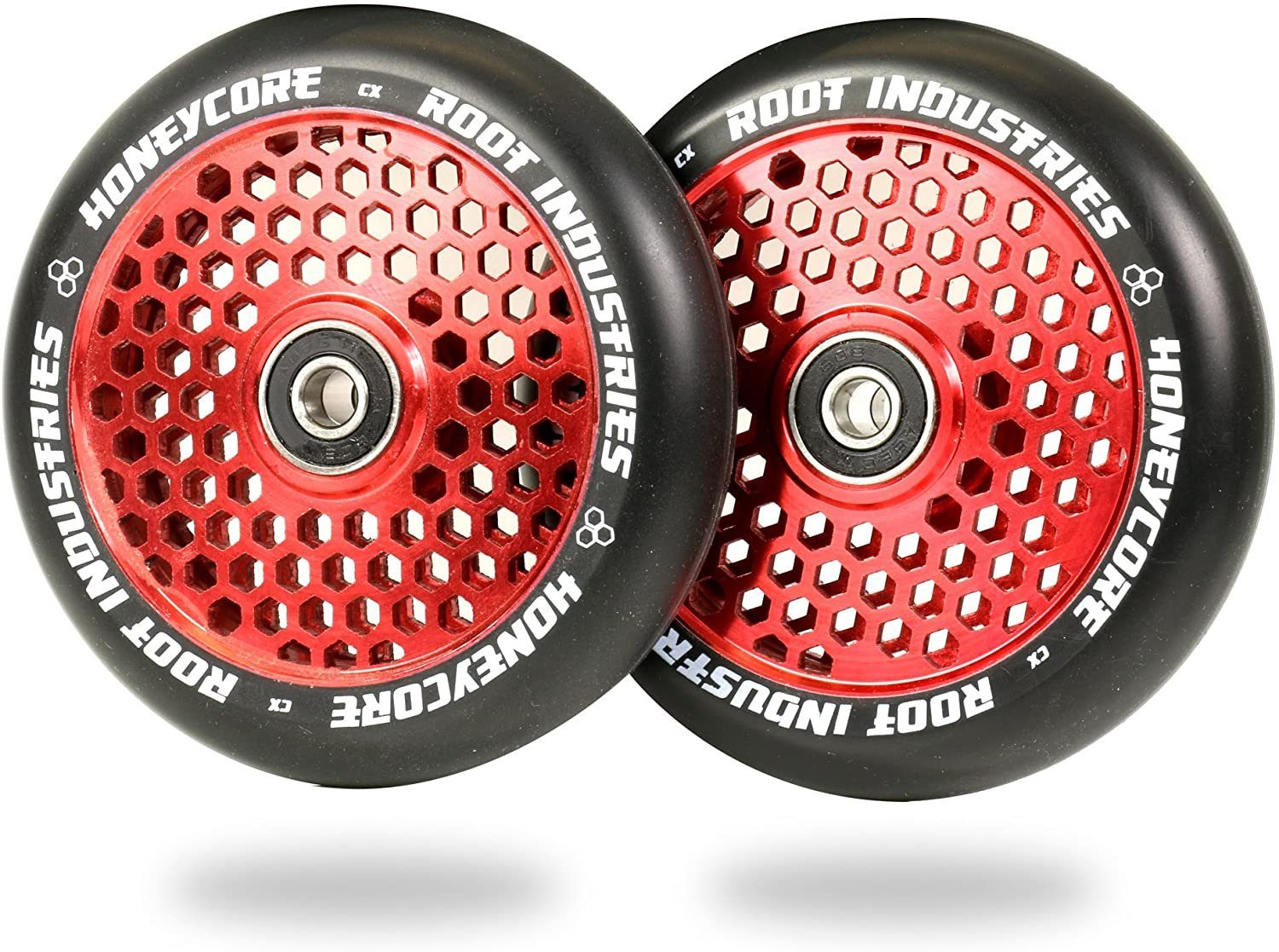 Root Industries Stuntscooter 2 x Root Industries Honeycore Stunt-Scooter Rolle 110mm Rot/PU Schwarz