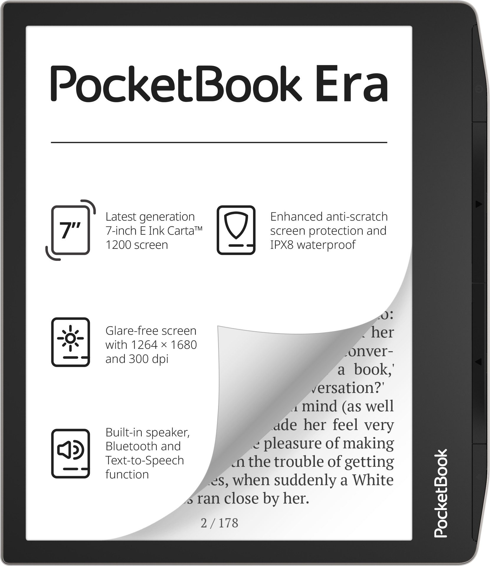 PocketBook Pocketbook Era Silver E-Book (7", Proprietäres Betriebssystem, WLAN, Wasserschutz)