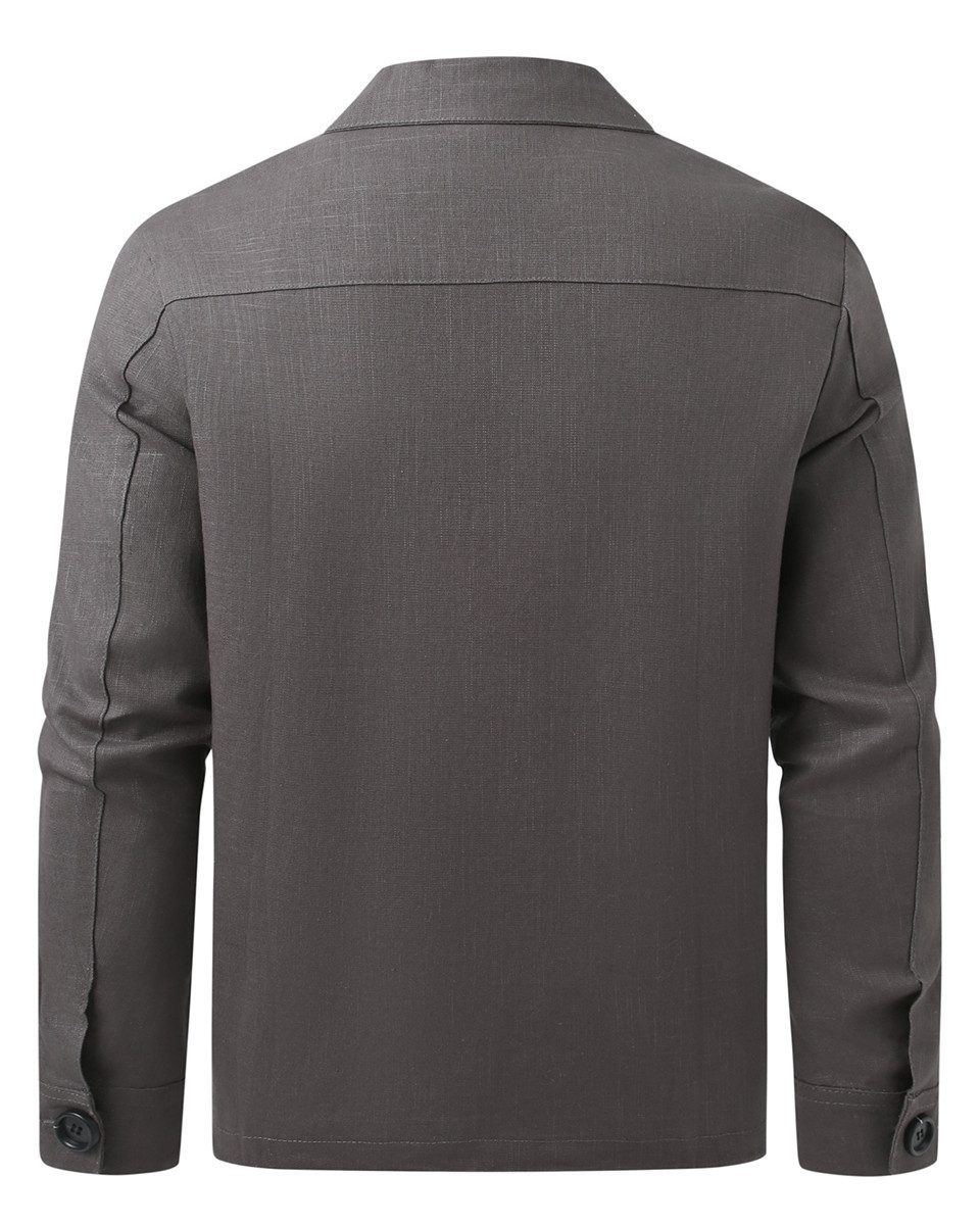 Allthemen Hemdjacke mit Reverskragen Herren Hemdjacke aus Leinen perfekt Passform