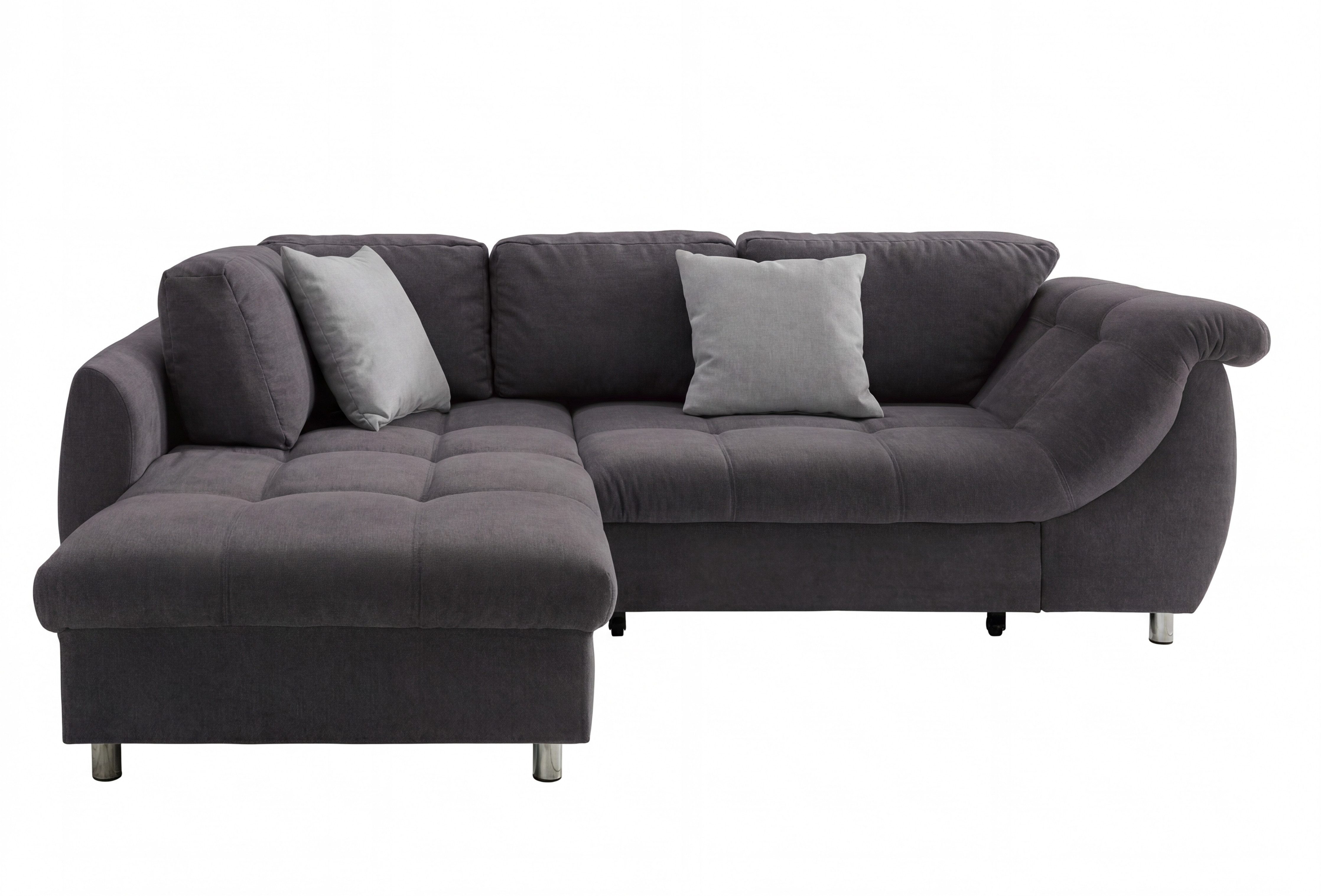 luma-home Ecksofa 17008, mit Bettfunktion B250/T190/H84 cm, Liegefläche 179x190 cm, Ottomane links, Wellenunterfederung, Mikrofaser Anthrazit