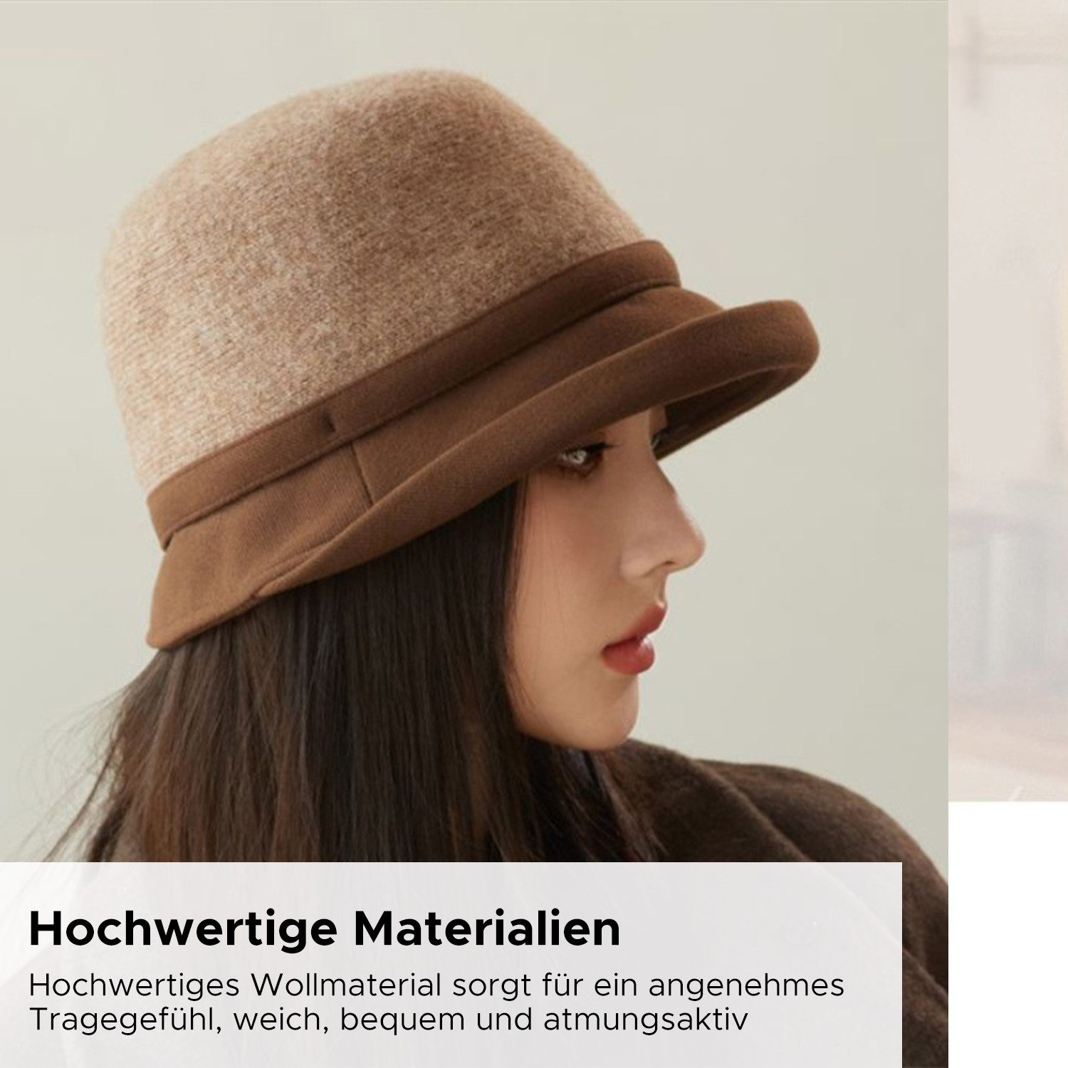Refttenw Fischerhut DamenFischerhut,Trendiger Bucket Hat mit Krempe,warm halten