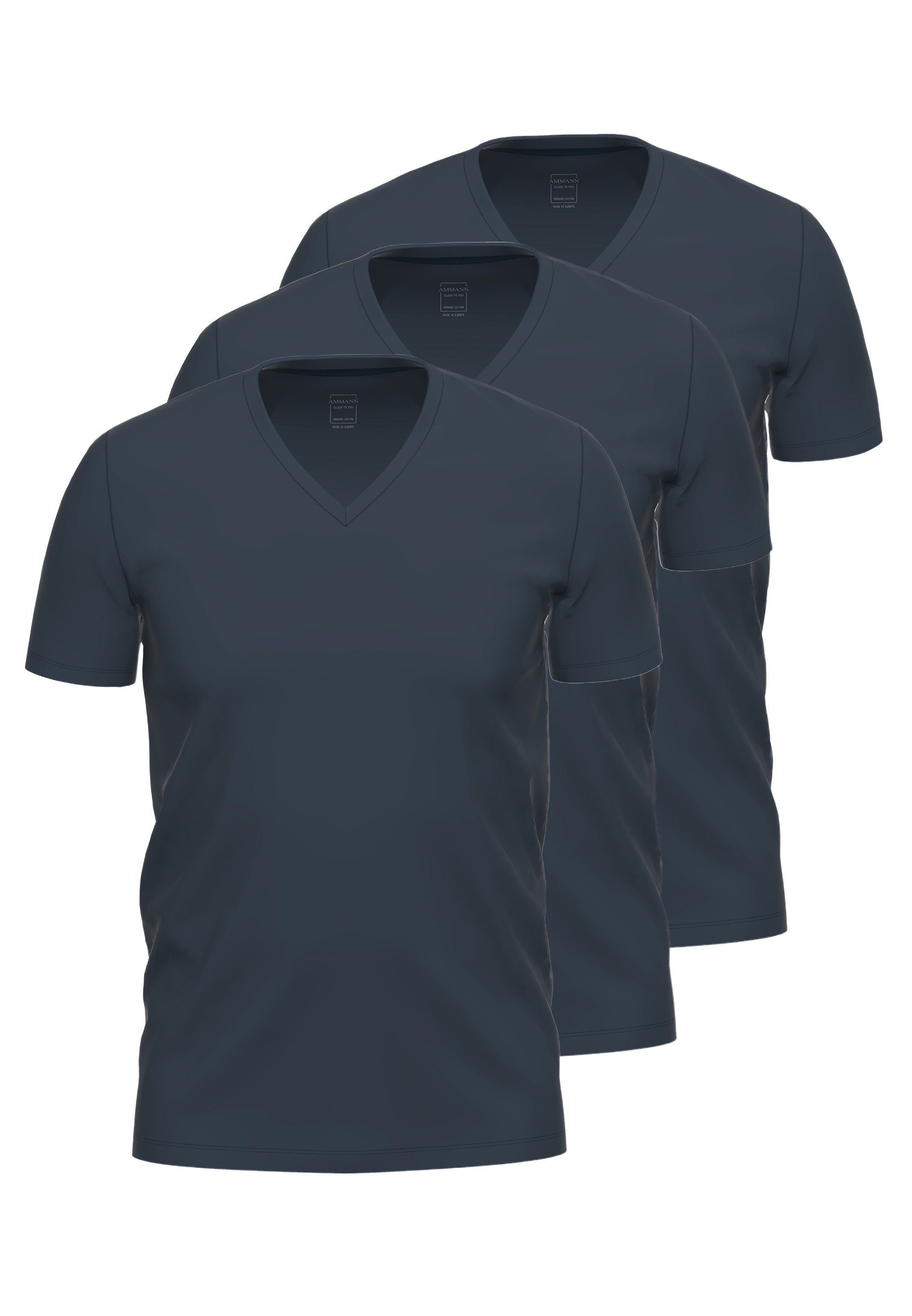 Unterhemd Nightblue Shirt to Ammann Close Pack - Baumwolle - you / Kurzarm Unterhemd 3-St) 3er Atmungsaktiv (Spar-Set,