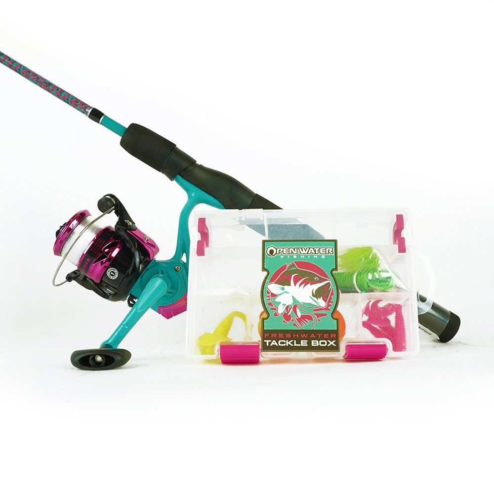 Eurocatch Fishing Spinnrute Kombo Spinnangel Set - Wurfgewicht 5-20g, (1,68m Angel, 1-tlg), Spinnenrute mit Rolle, Nylonschnur, 30-teilges Köder Set und Tacklebox