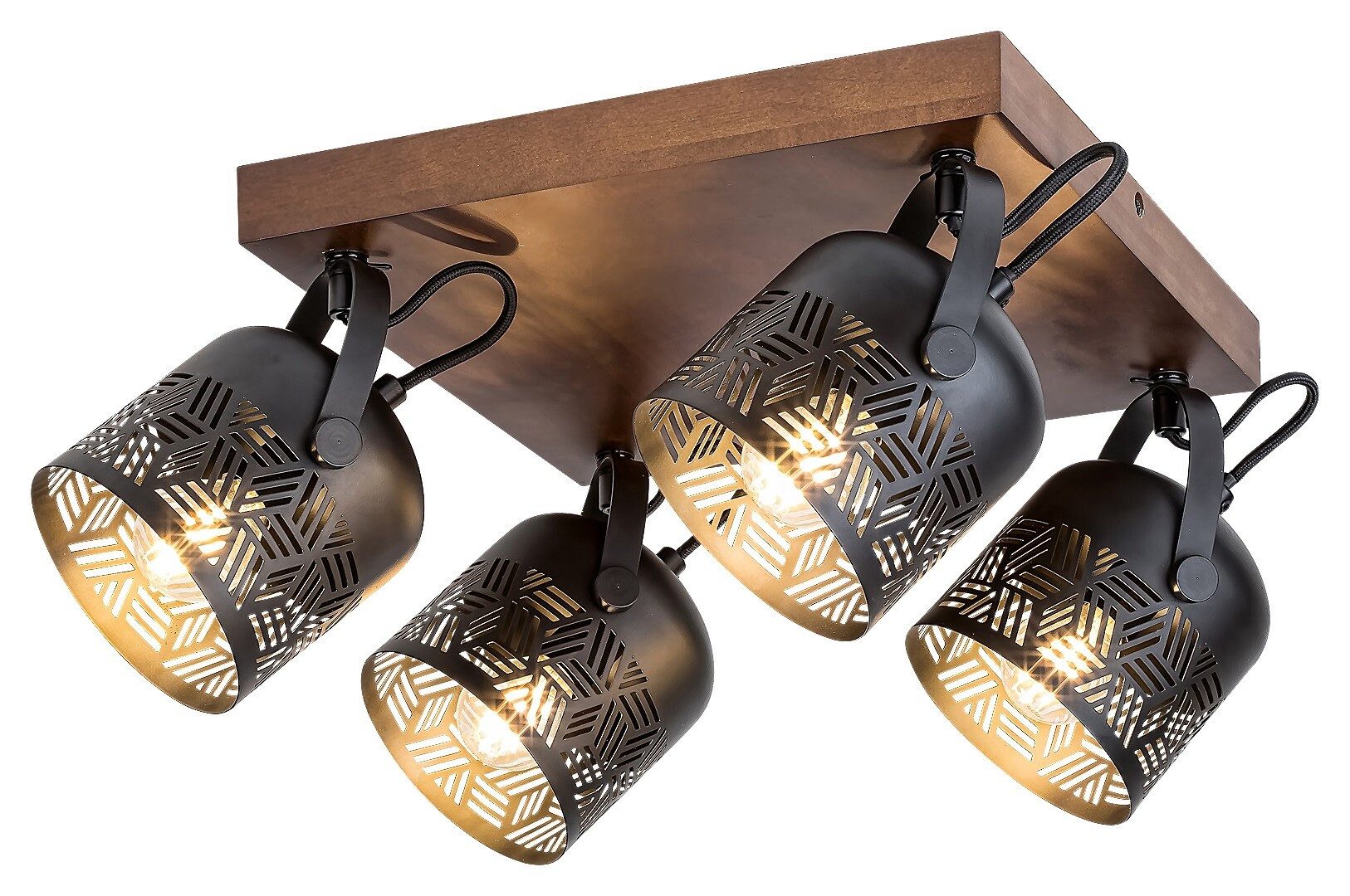 Rabalux LED Deckenspots "Rotem" 4-flammig, Holz, braun+schwarz, rund, E14, ø110mm