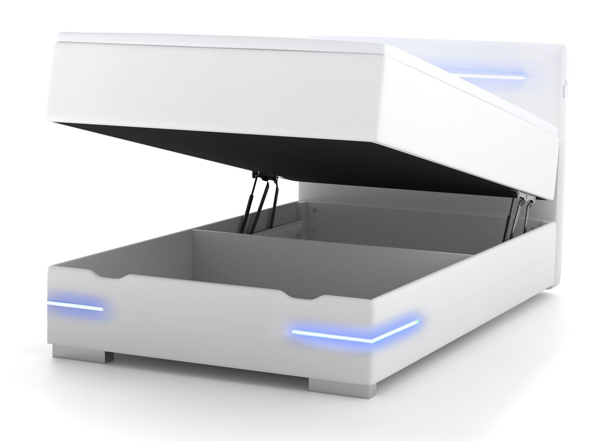 wonello Boxspringbett Dallas, inkl. LED-Beleuchtung, Bettkasten, 2x USB-Ans günstig online kaufen