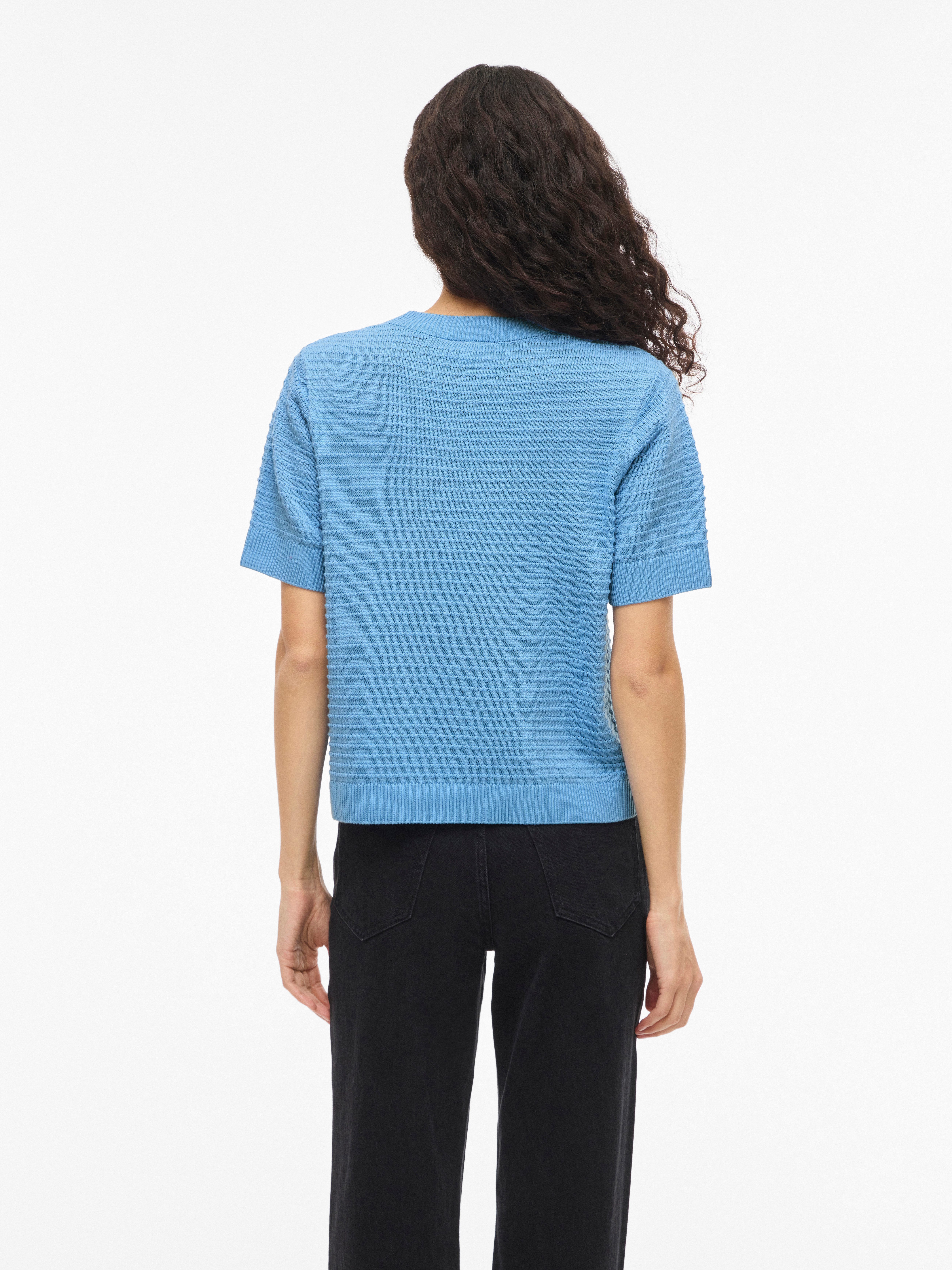 Vila Kurzarmpullover VILOLLO O-NECK S/S DETAIL KNIT TOP- NOOS – Bild 3 von 5