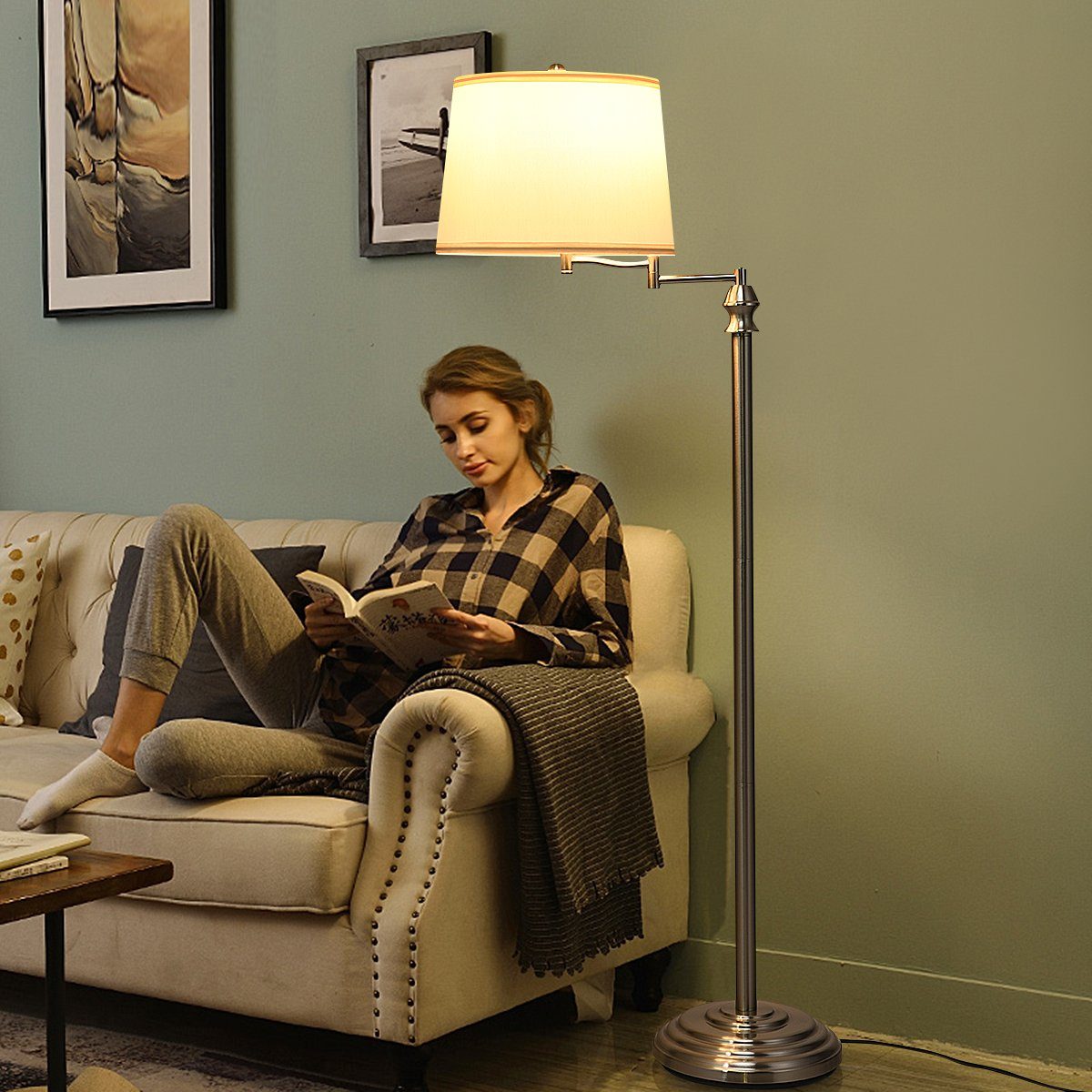 COSTWAY Stehlampe »Stehleuchte«, mit Basis & Lampenschirm, für Wohnz-,  Schlafzimmer, Büro online kaufen | OTTO