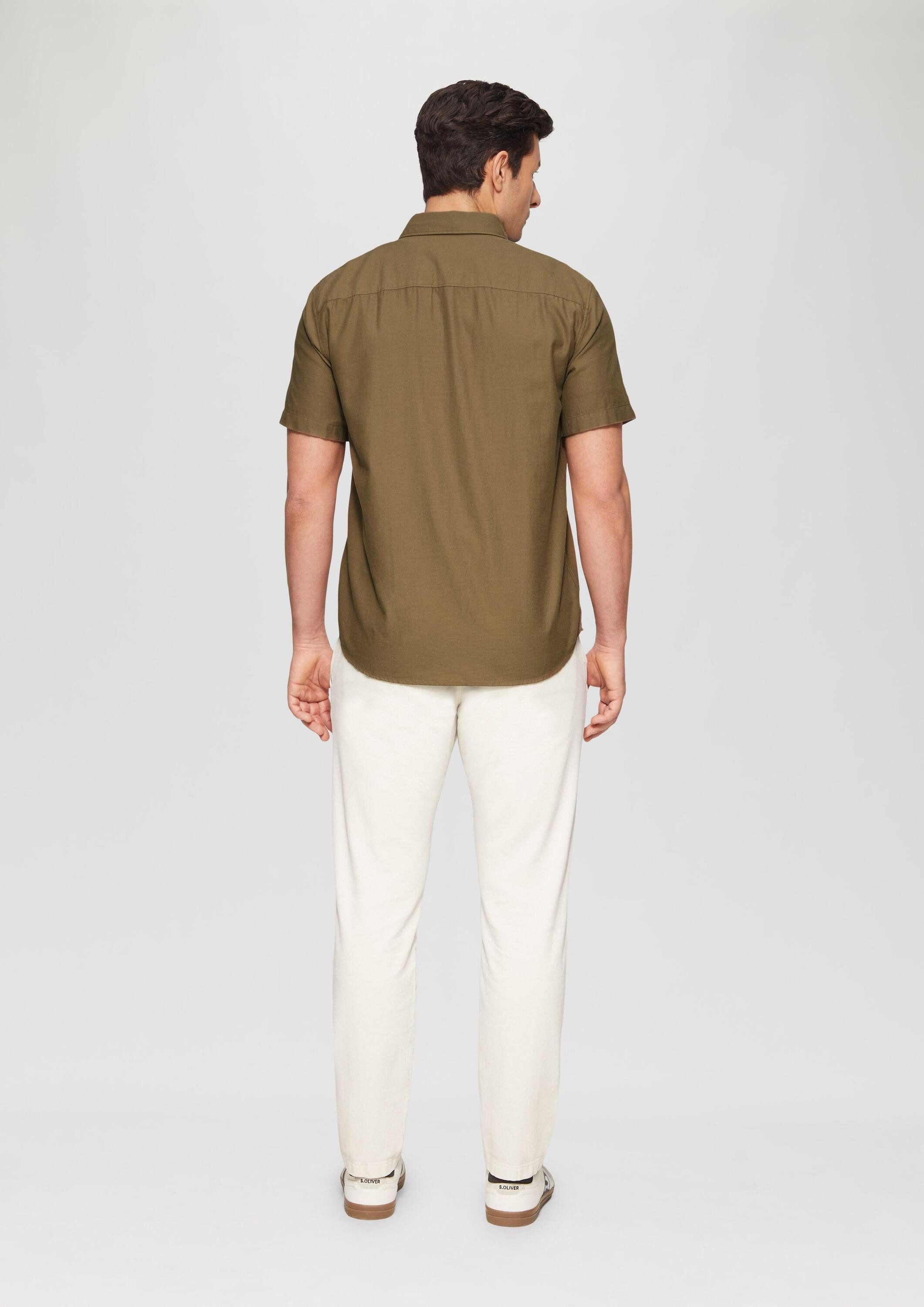 s.Oliver Kurzarmhemd Hemd Regular Fit: Kurzarm-Hemd aus Lyocellmix mit Button-Down-Kragen