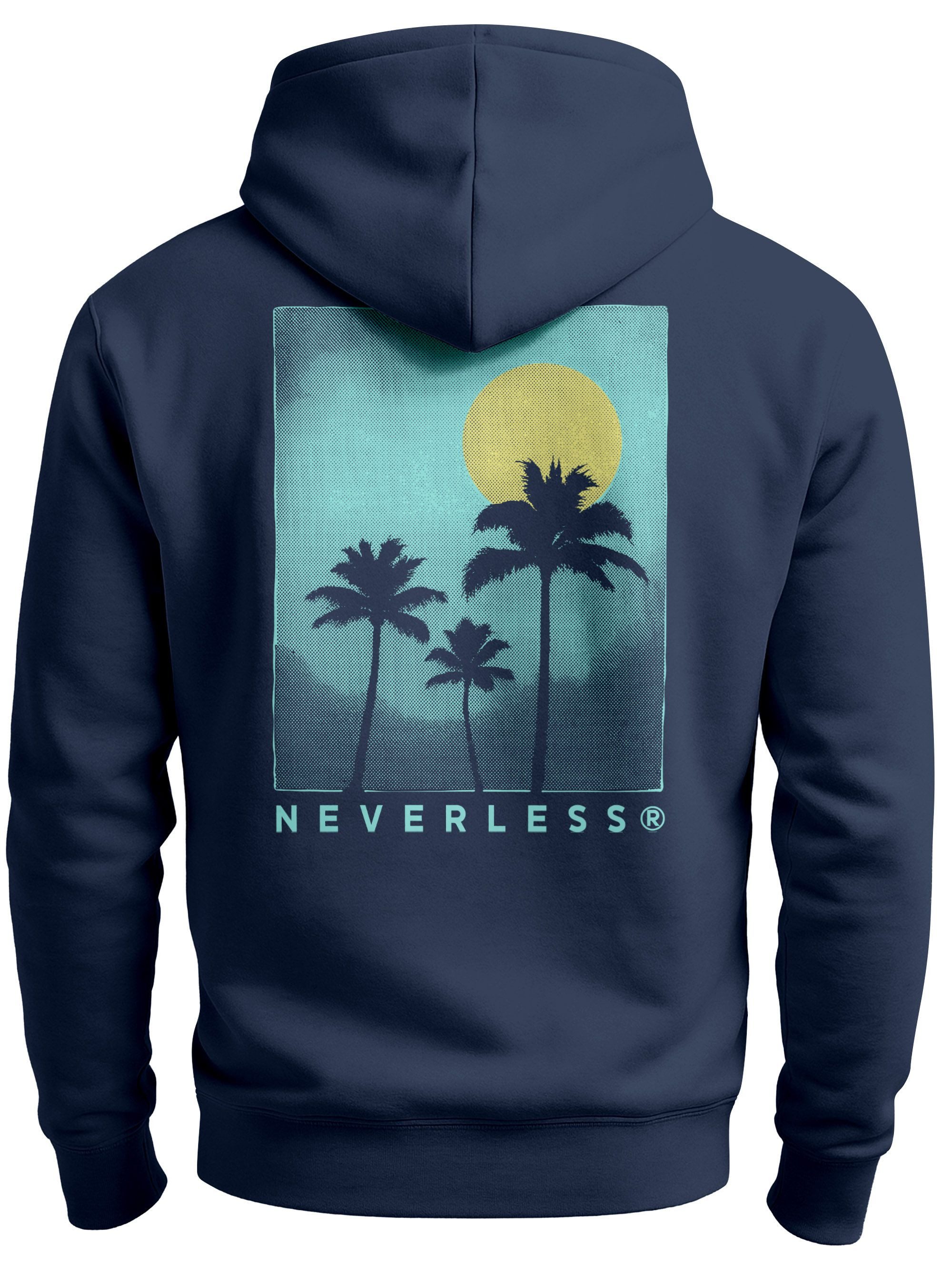 Sweatjacke Herren Sweatjacke Backprint Palmen Zipjacke Zip-Hoodie Sunset Design