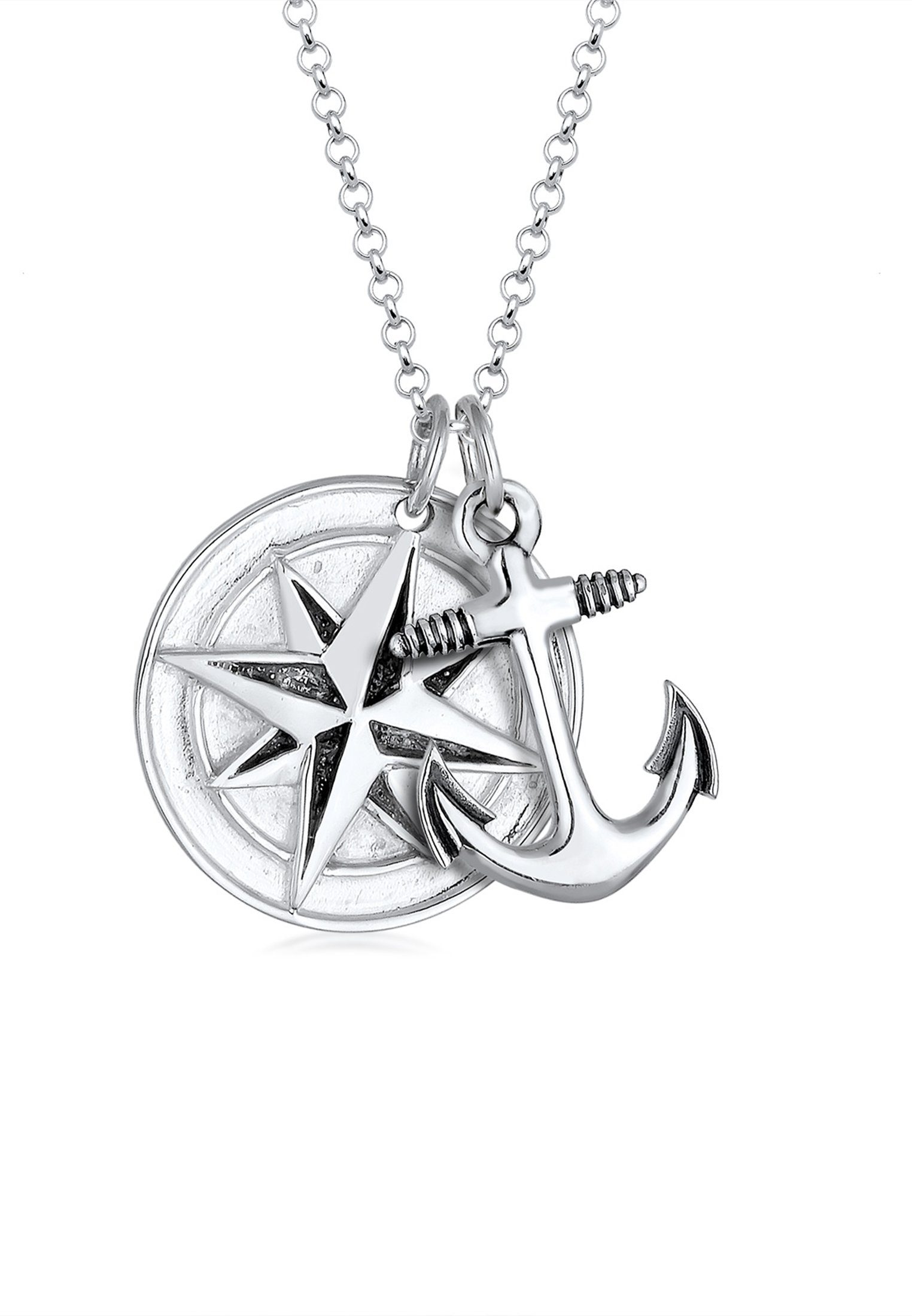 Kuzzoi Lange Kette 925 Anker hochwertiger gefertigt Juweliersqualität In Kompass Medaillon sehr Silber, Sterling