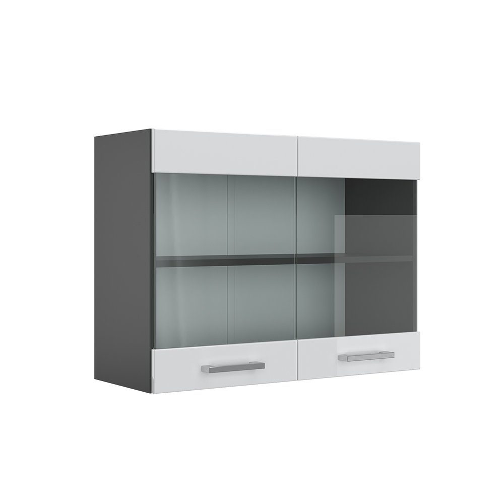 Vicco Küchenglasschrank R-Line Glashängeschrank Weiß Hochglanz/Anthrazit 80 günstig online kaufen