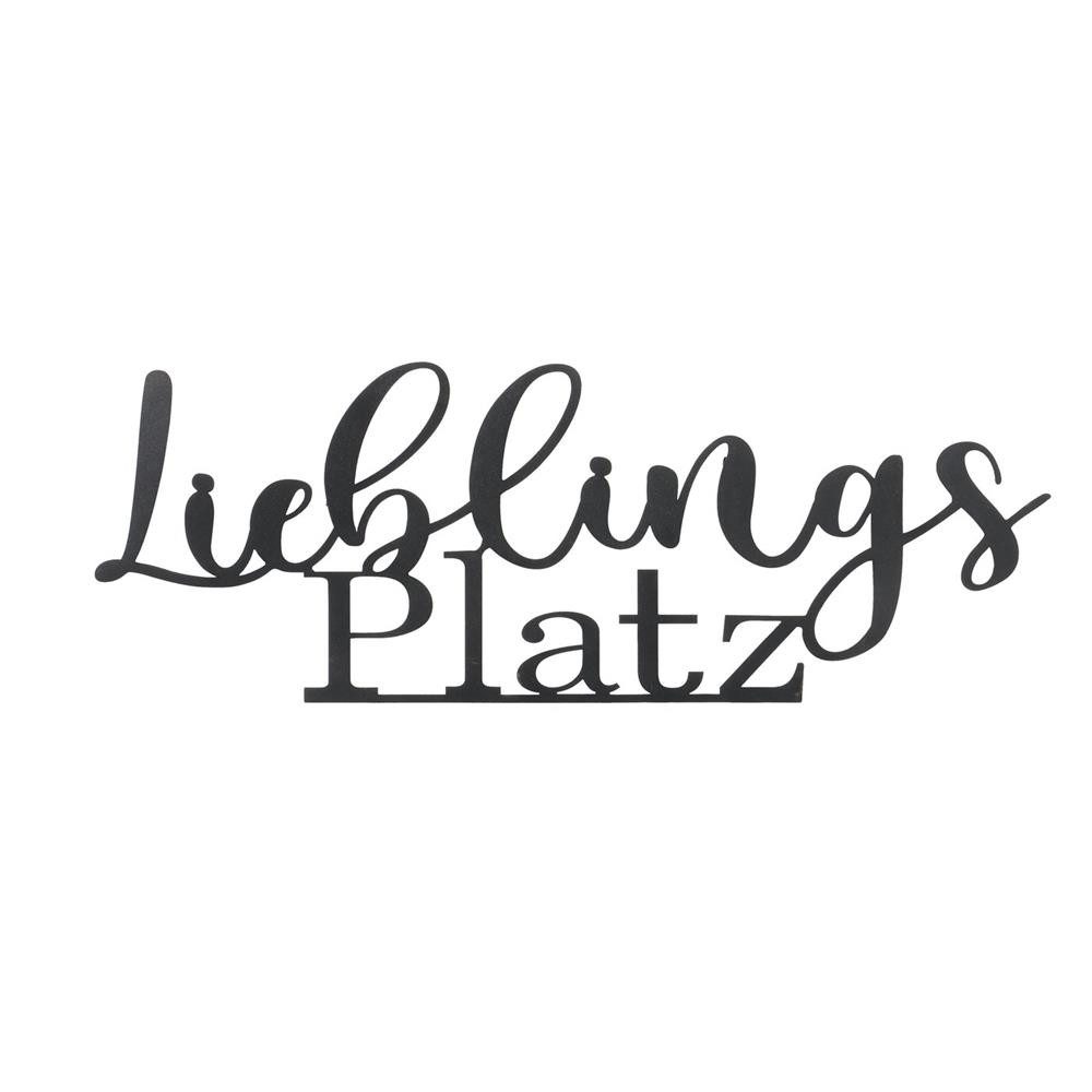 BOLTZE Dekoobjekt Wandobjekt Lieblingsplatz Metall schwarz, Eisen pulverbeschichtet Typografie Wanddeko