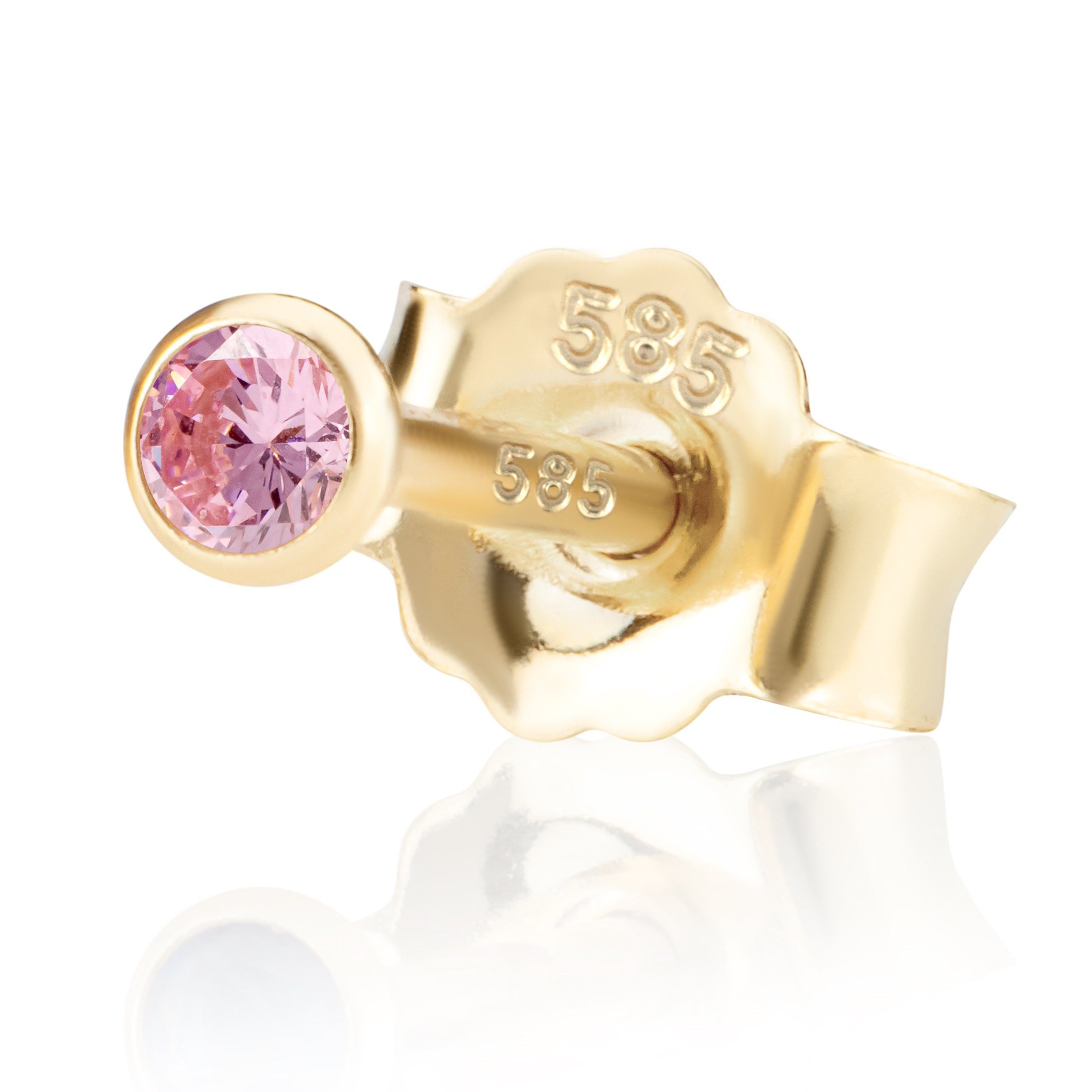 NKlaus Single-Ohrstecker Einzel 2,0mm 585 Gelb Gold 14 Karat Ohrstecker Zir (Einzel)