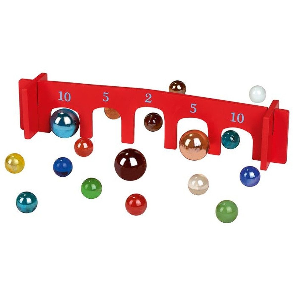 Moses. Verlag Spiel Klassisches Murmelspiel aus Holz mit Glasmurmeln