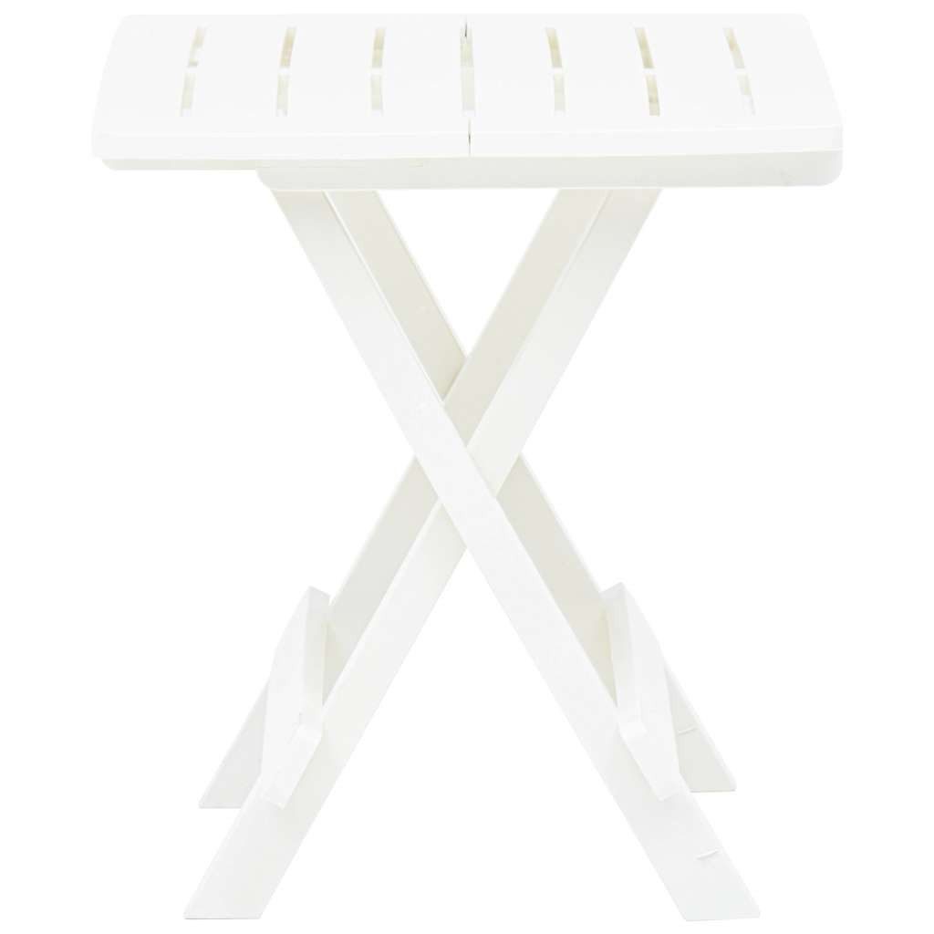 furnicato Gartentisch Weißer aus Kunststoff 45 x 43 x 50 cm klappbar (1-St), Witterungsbeständiger Outdoor-Tisch mit Lattenrost-Tischplatte