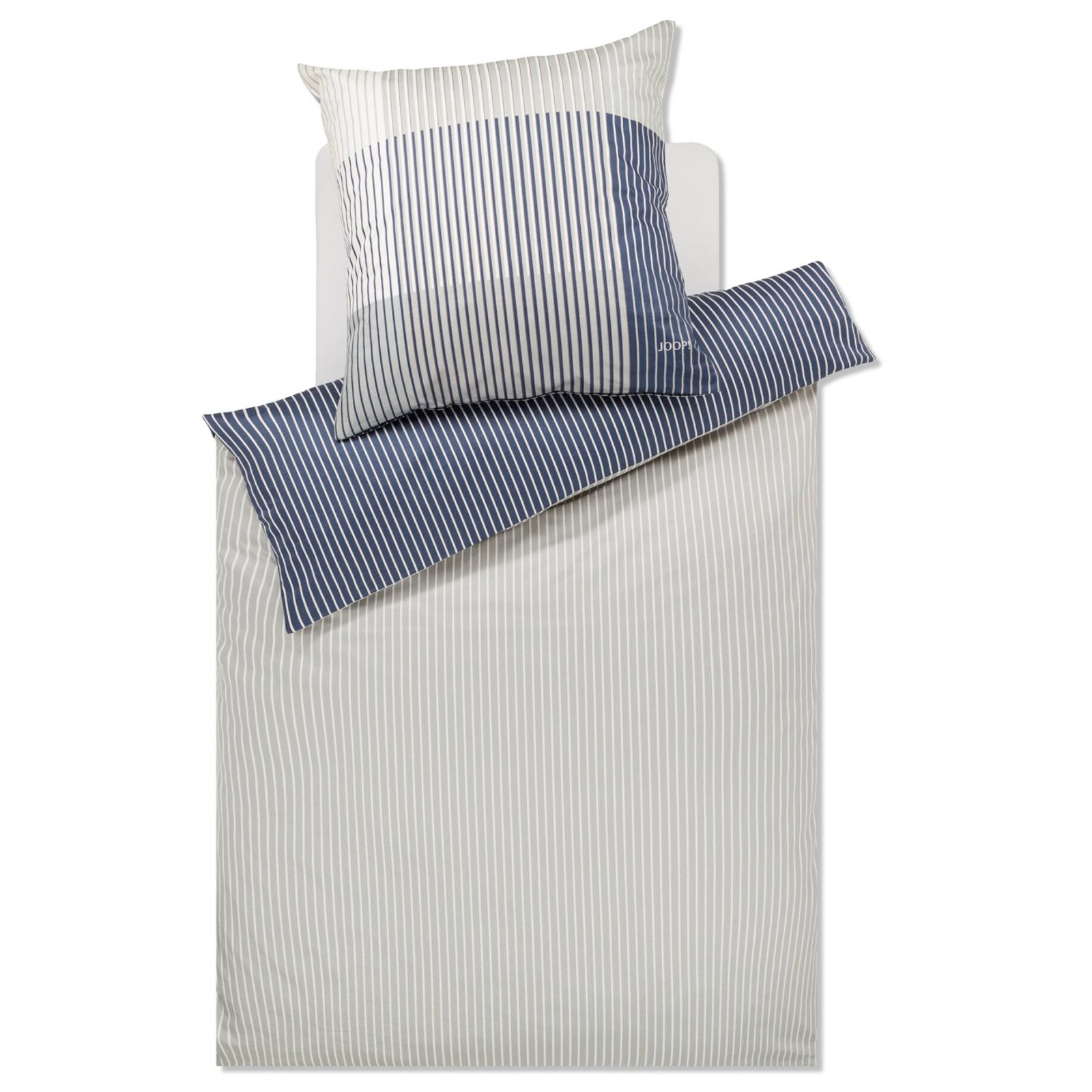 JOOP! Bettwäsche Devided 4113 04 Salbei, Mako-Satin, 2 teilig, Streifen, Linien