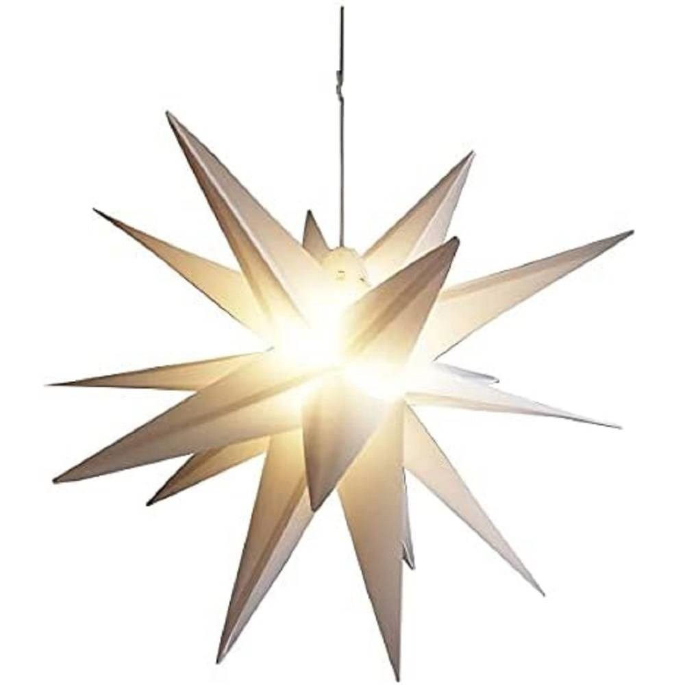 Star-Max LED Stern 34078 LED Kunststoffstern weiß 58cm Trafo inkl. 6/18h Timer IP44 außen