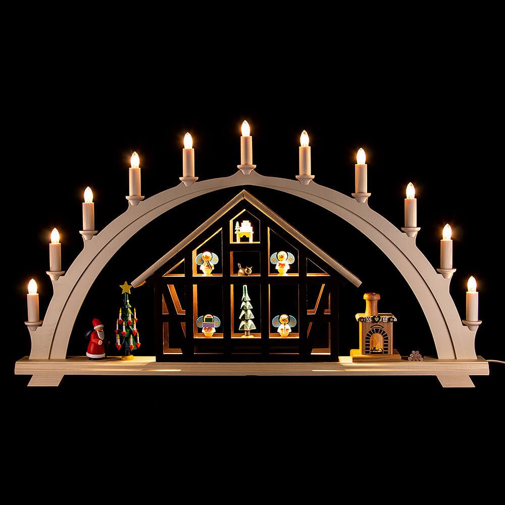 Spielwarenmacher Günther e.K. Schwibbogen Schwibbogen Weihnachtsmannhaus mit Pfefferküchlerei (76x42,5cm) von Sp