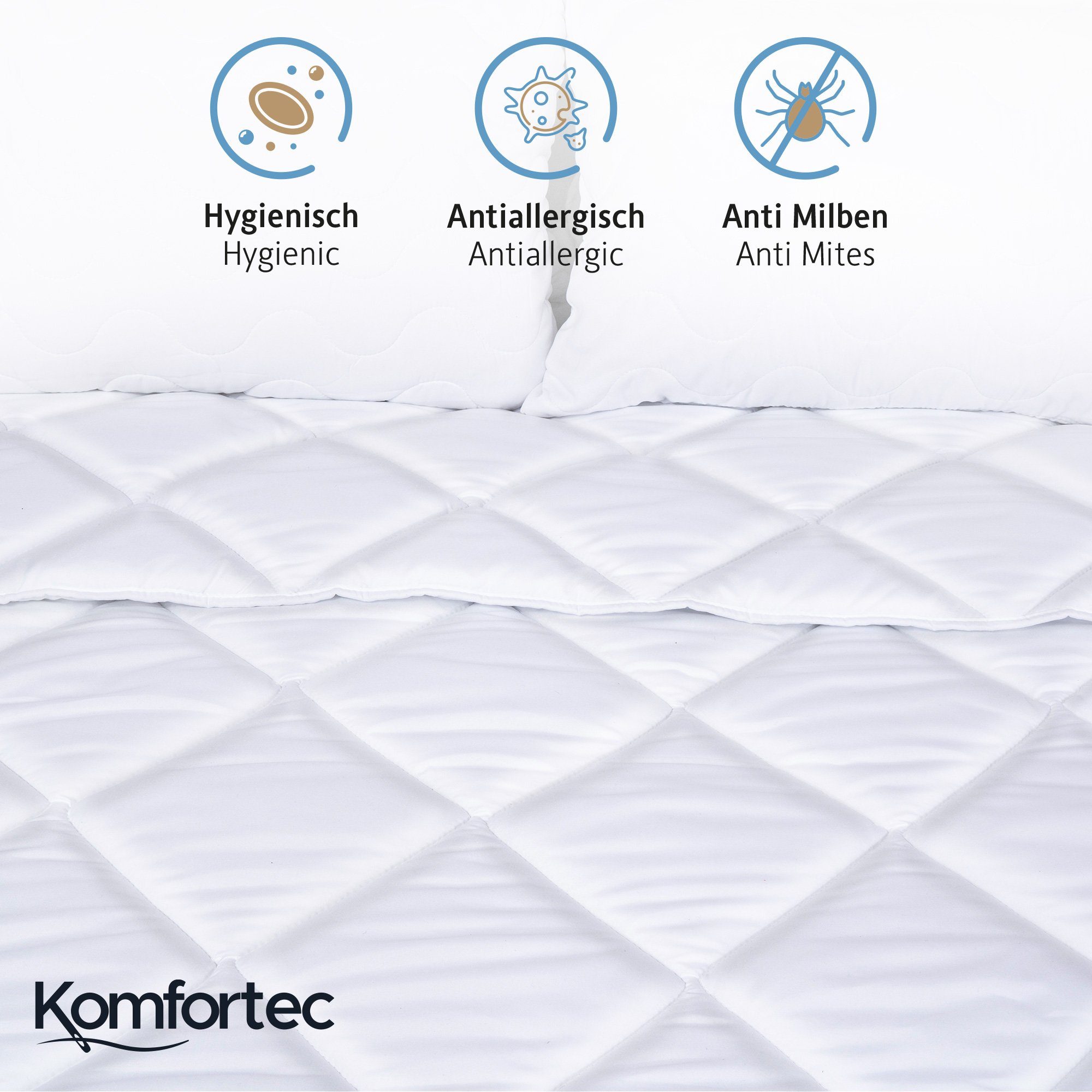 Komfortec Kunstfaserbettdecke,Bettdecken für Sommer und Winter, Ganzjahresdecke, Füllung: Polyester, Bezug: Mikrofaser, 135x200 cm, 155x220 cm und weiteren Größen, allergiker geeignet