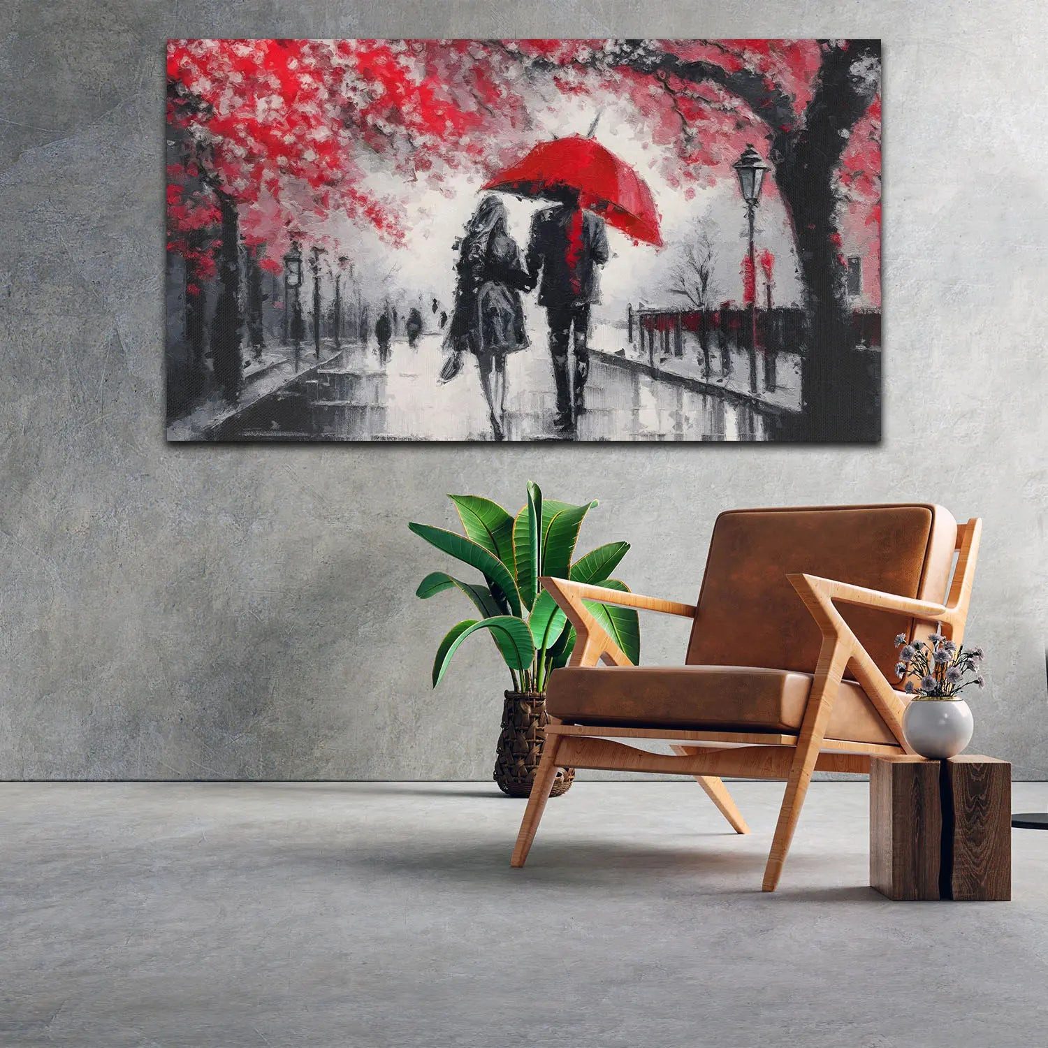 Artedinoi Leinwandbild Liebespaar Regenschirm Ölgemälde Wandbild Leinwandbild Kunstdruck XXL, Liebespaar, abstrakt