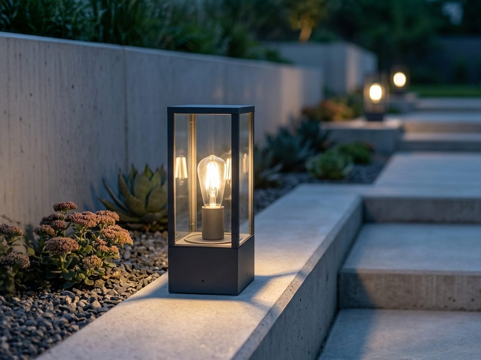 TRIO Leuchten LED Sockelleuchte Aluminium Anthrazit & Glas, Höhe 40cm, LED wechselbar, warmweiß, Garten-Laterne zur Wegbeleuchtung, Außen Gartenlampe inkl. E27 LED