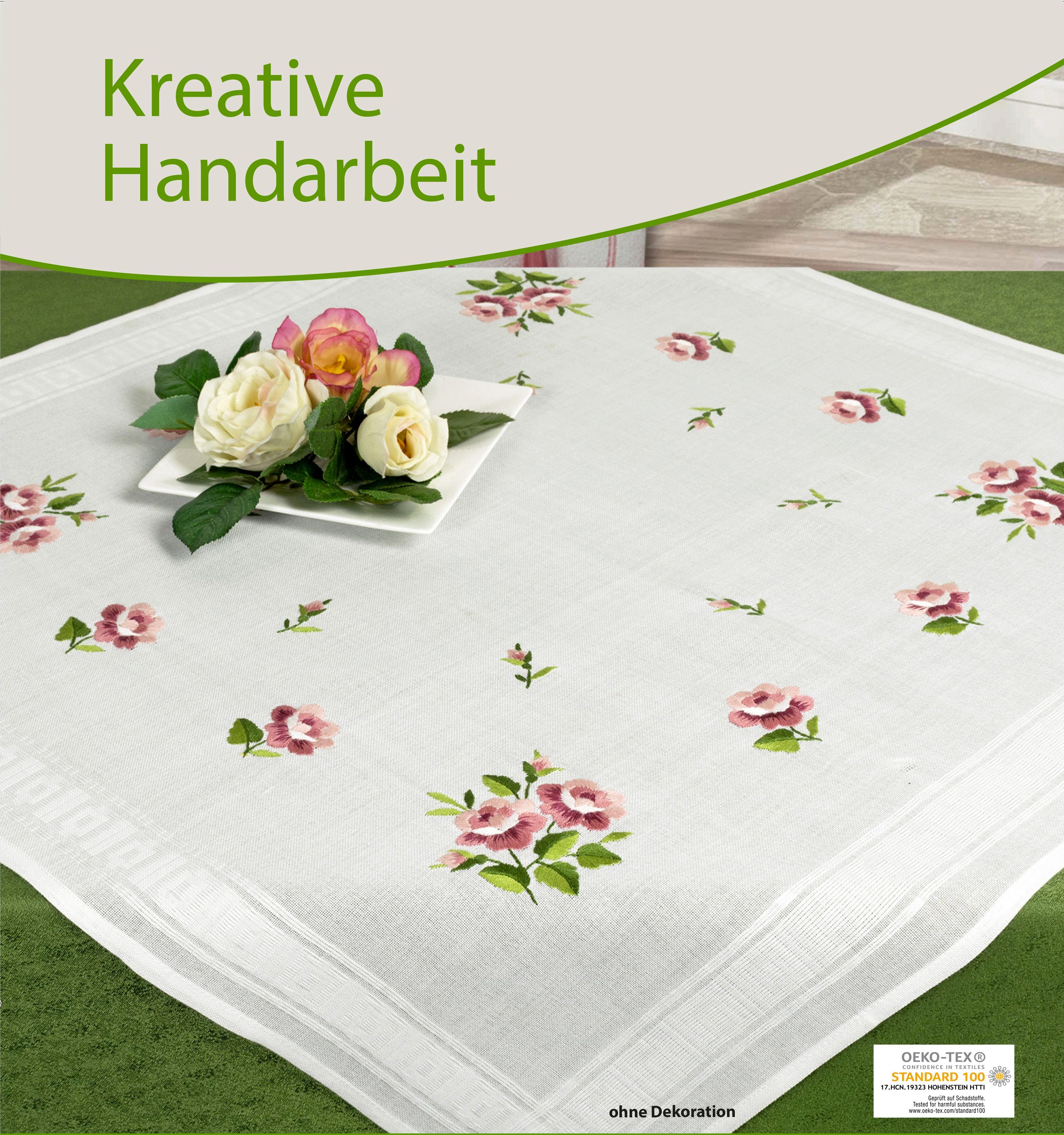 Delindo Lifestyle Kreativset Handarbeits-Stickpackung - Sticken im Spannstich - Blumenmotive, (1-tlg., Komplettset), Sticktechnik: Spannstich