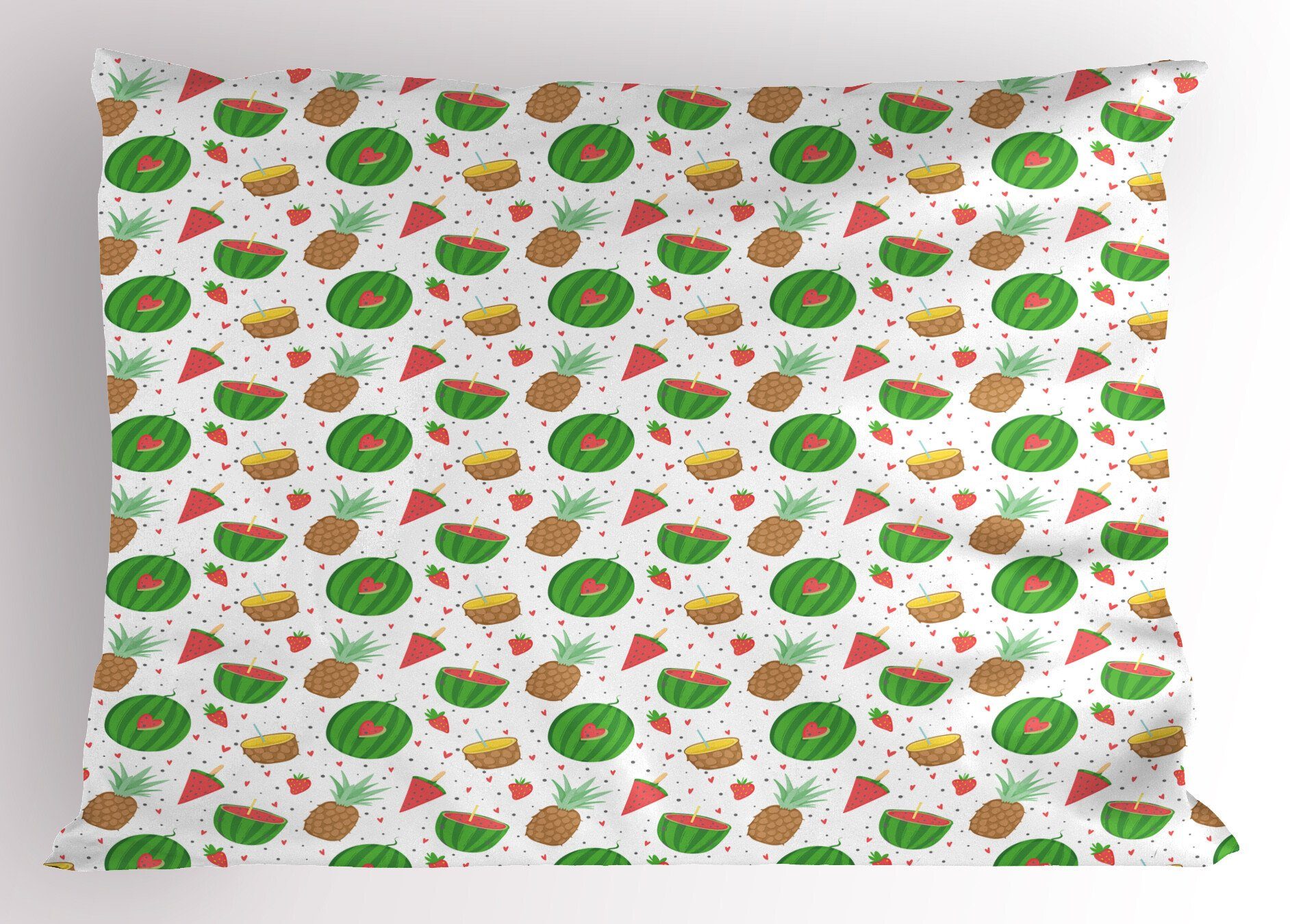Kissenbezüge Dekorativer Queen Size (1 Stück), Tropisch Abakuhaus Gedruckter Tupfen Kopfkissenbezug, Exotische Früchte