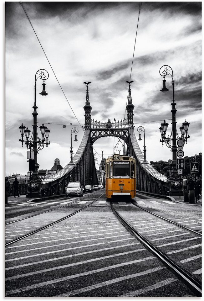 Artland Wandbild Budapest Freiheitsbrücke Straßenbahn, Zugbilder (1 St),  als Alubild, Leinwandbild, Wandaufkleber oder Poster in versch. Größen