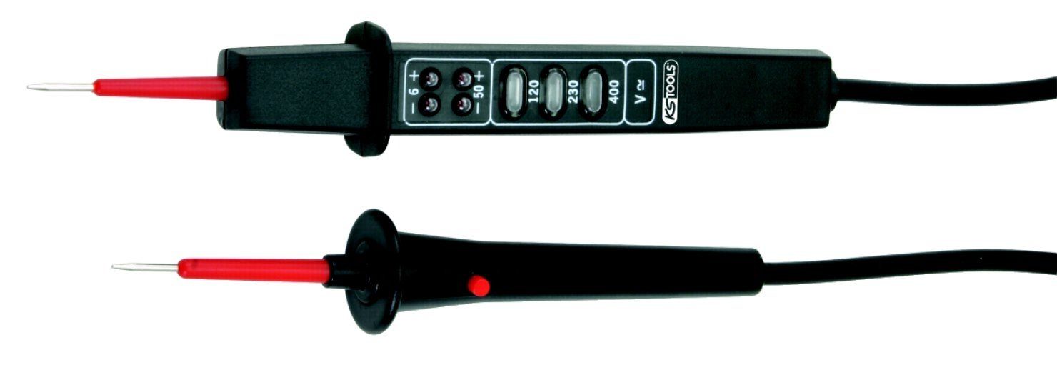 KS Tools Spannungsprüfer KS Tools 550.1501 Polaritäts- und Spannungsprüfer mit Schutzisolieru