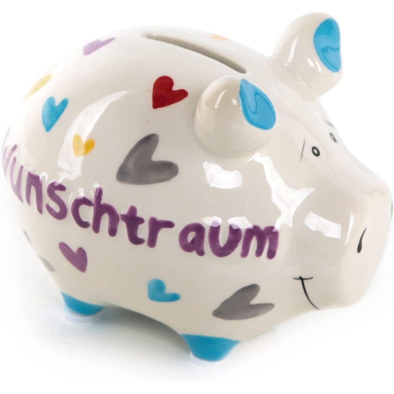 Logbuch-Verlag Dekofigur Sparschwein Wunschtraum aus Keramik - Bunte Spardose
