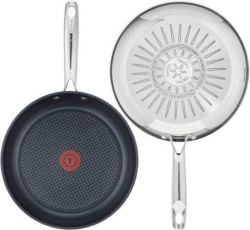 Tefal Pfannen-Set G48523 Induktion Pfannen, Edelstahl (Set, 3-tlg., 24 + 28 cm Pfanne + Ingenio Pfannenwender), Titanium Force Antihaftversiegelung, Cool Touch Edelstahlgriffe