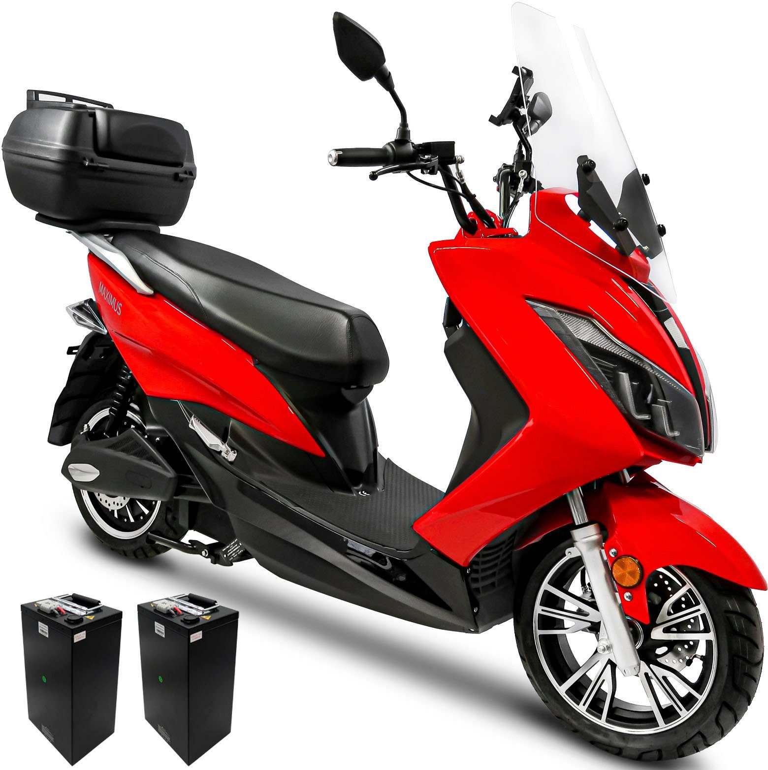 Rolektro E-Motorroller Maximus MX2-45, 2 Akkus, 3000 W, 45 km/h, bis zu 168 km Reichweite, mit integr. Alarmanlage