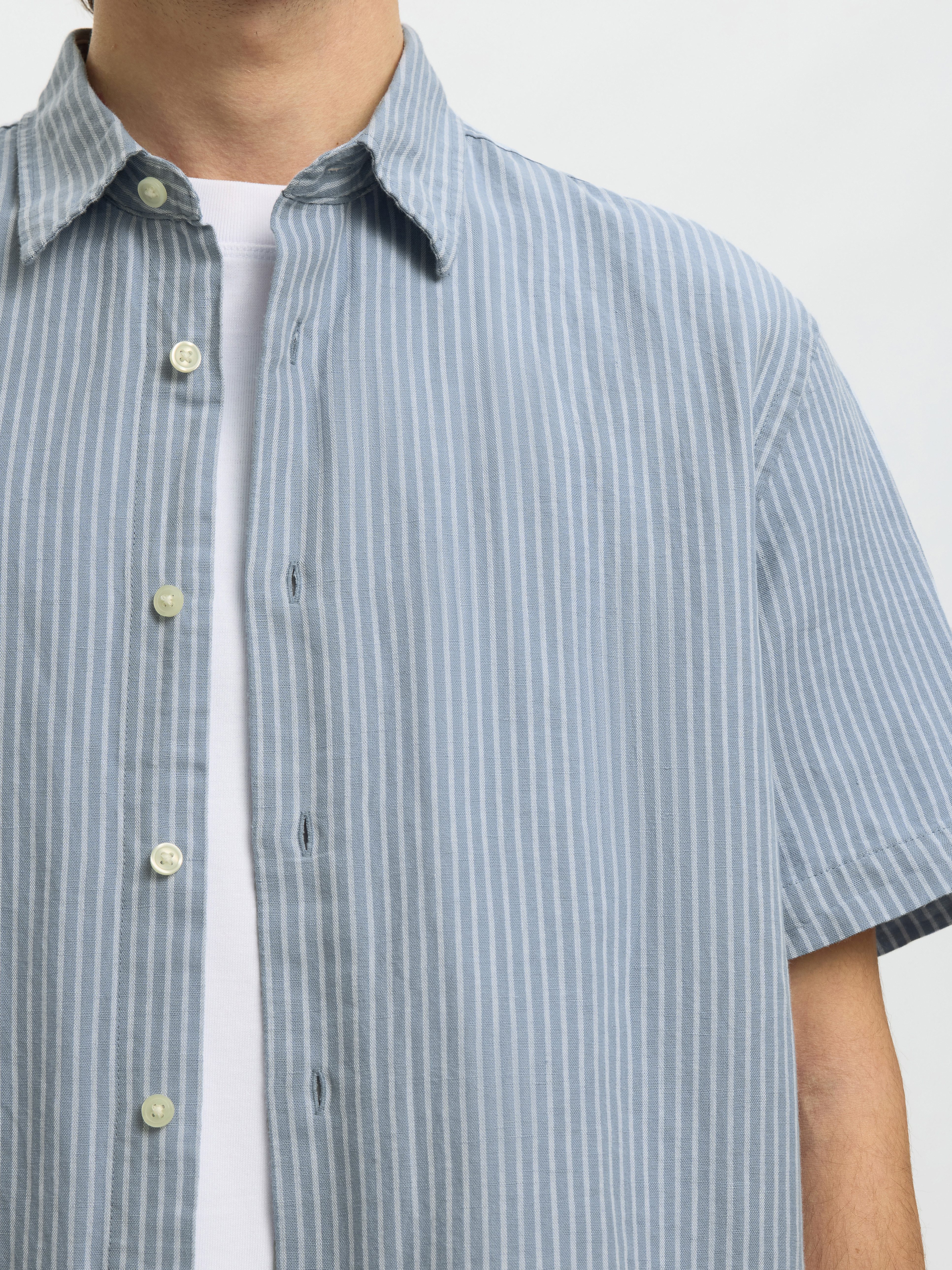 Selected Kurzarmhemd SLHREGCLAY LINENBLEND SS SHIRT CLA NOOS Materialmix, regular fit
