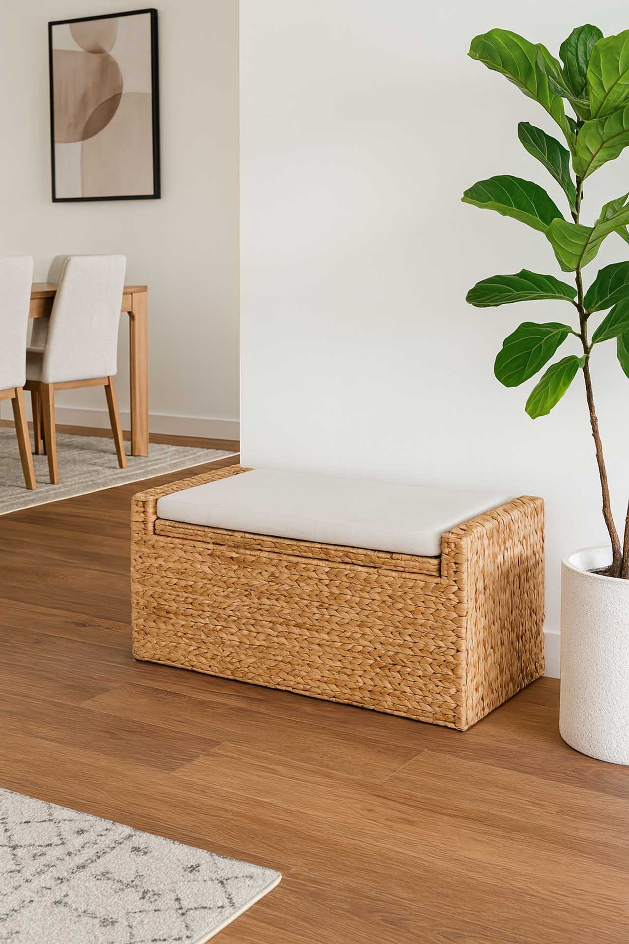 VIVANNO Truhenbank Wasserhyazinthe COMBO Rechteckig - Natur Geflochten (1-S günstig online kaufen
