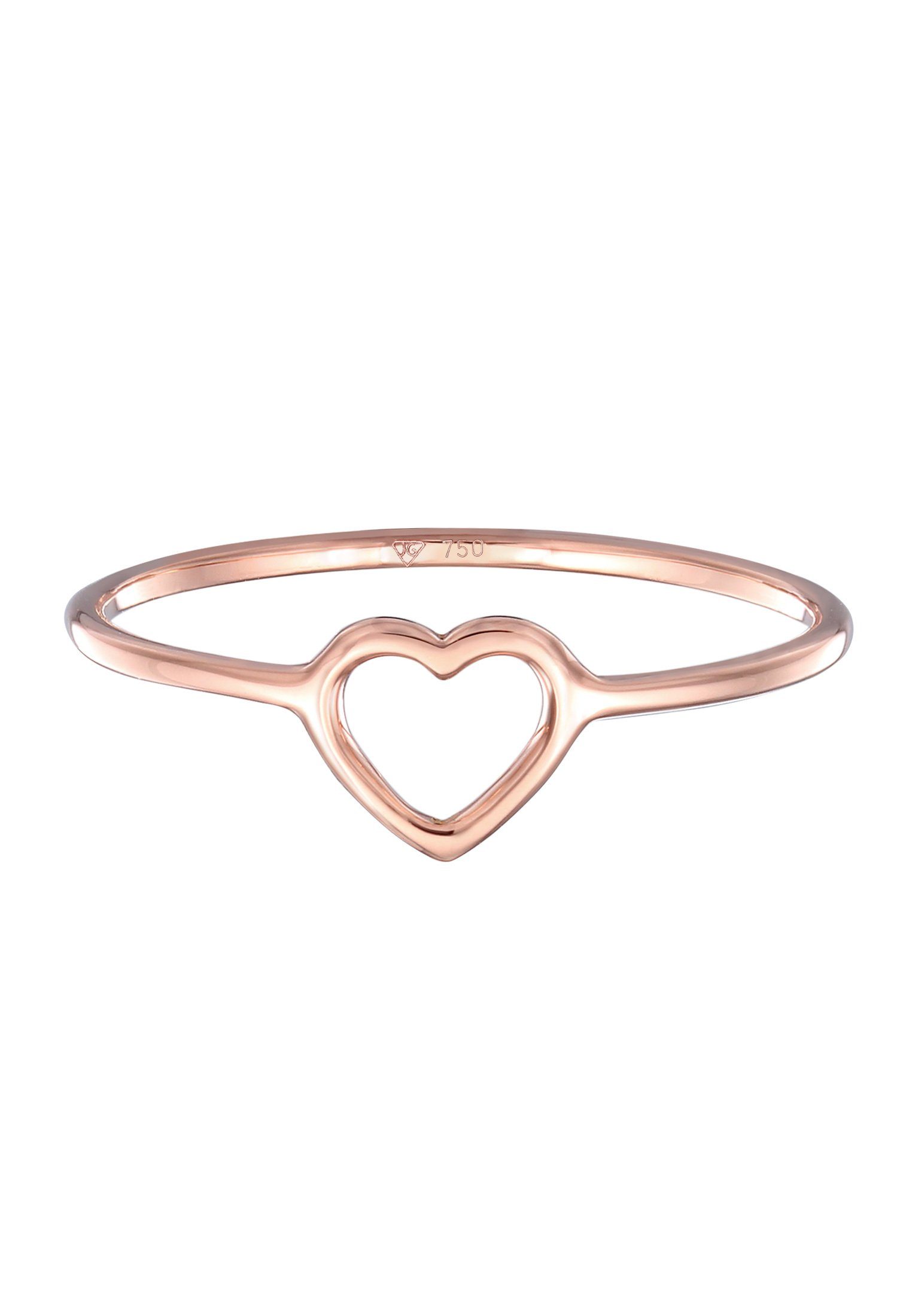 Premium 750 Bandring Karat) Symbol Roségold (18 Fingerring Elli Herz Trend