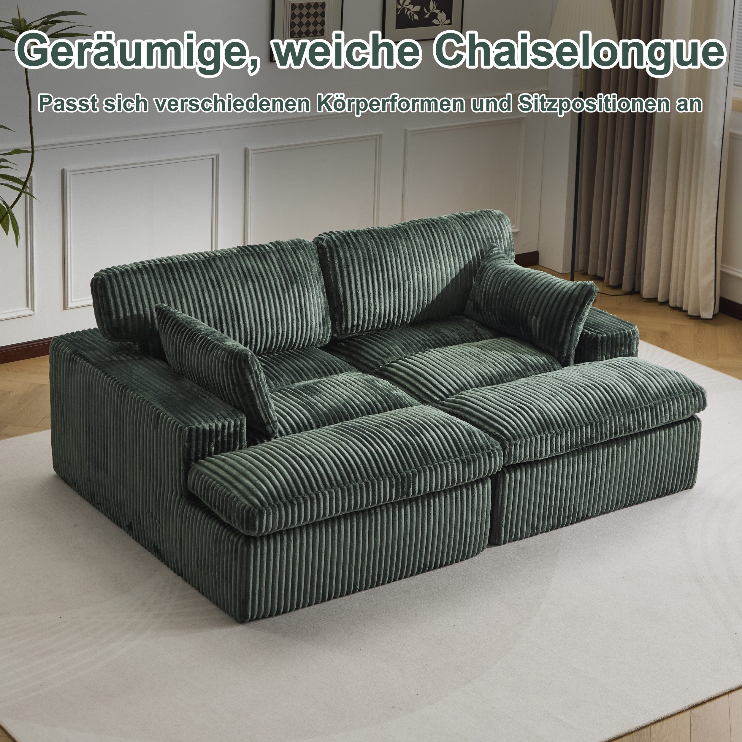 Livzenau Big-Sofa Schlafsofa 2-Sitzer Couch mit Bettfunktion und weichem Cordstoff, Bequemes Sofa für kleine Räume mit weichem Cord und …