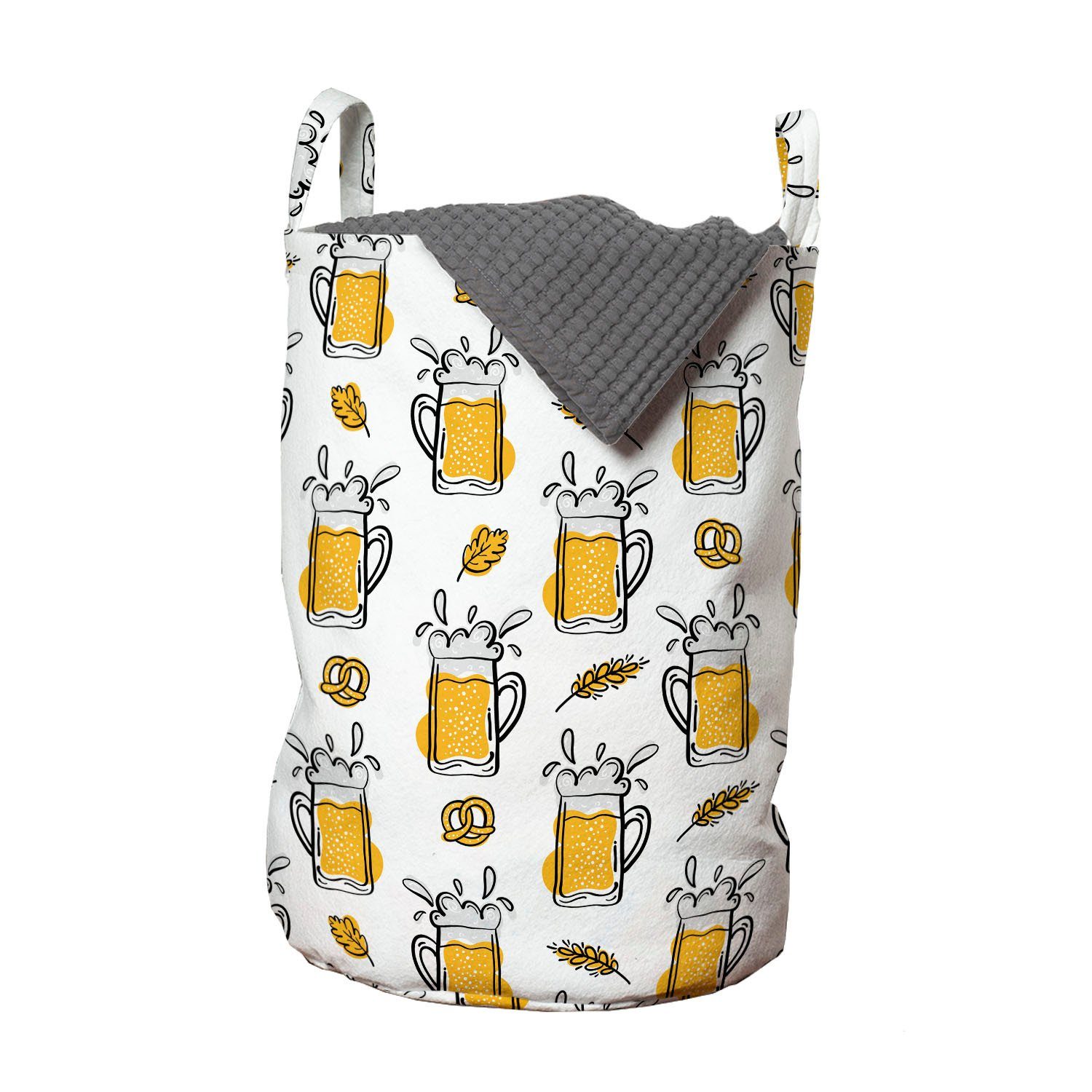 Abakuhaus Wäschesäckchen Wäschekorb mit Griffen Kordelzugverschluss für Waschsalons, Bier Alkoholisches Getränk in Tasse Muster