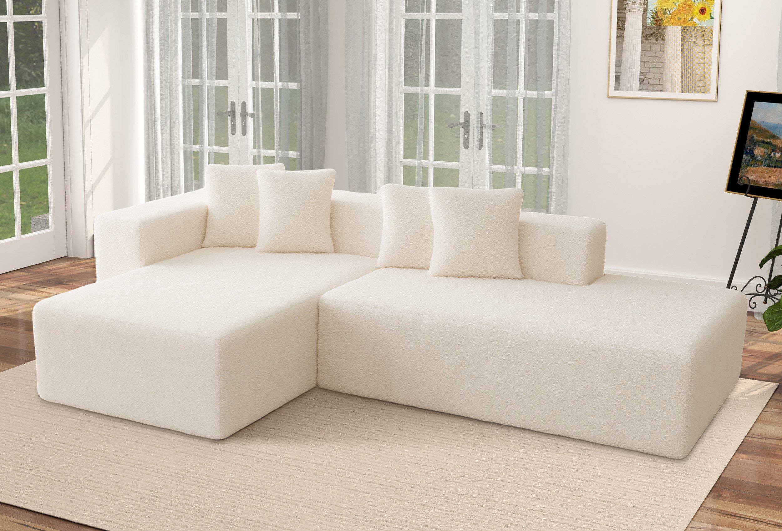 Ecksofa Schaumstoff Sofa L-Form 268cm