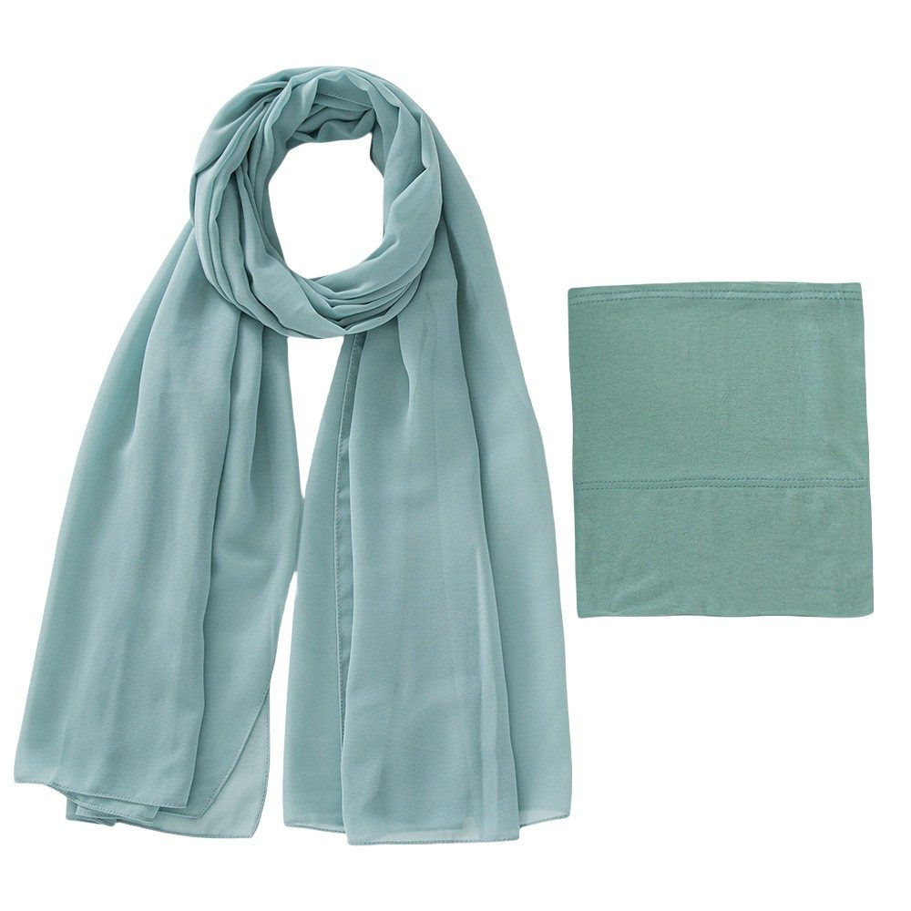 Zaewry Modeschal 2 Stück Hijab Kopftuch Für Damen,Chiffon Hijab Set, Modern Kopftücher