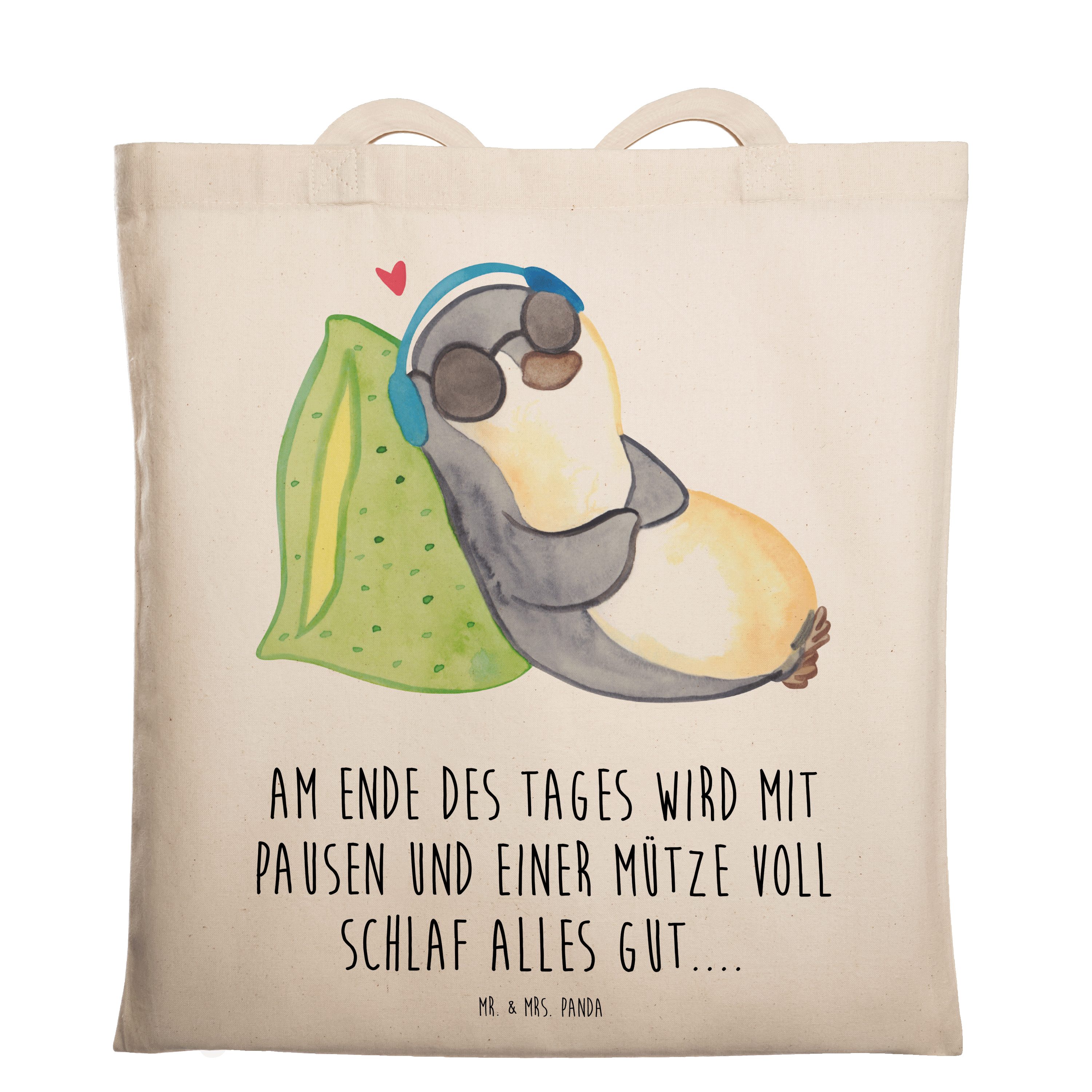 Mr. & Mrs. Panda Tragetasche Pinguin PEM - Transparent - Geschenk, Tragetasche, Fatigue, Stoffbeut (1-tlg)