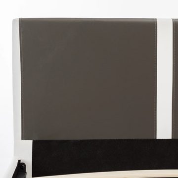 vidaXL Bett Bettgestell Grau und Weiß Kunstleder 180 x 200 cm