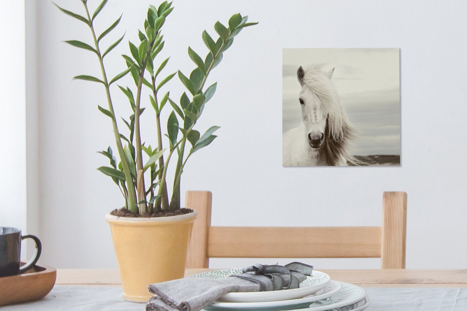 OneMillionCanvasses® Mähne, für Leinwand - (1 - Strand Wohnzimmer Leinwandbild St), Pferd Bilder Schlafzimmer