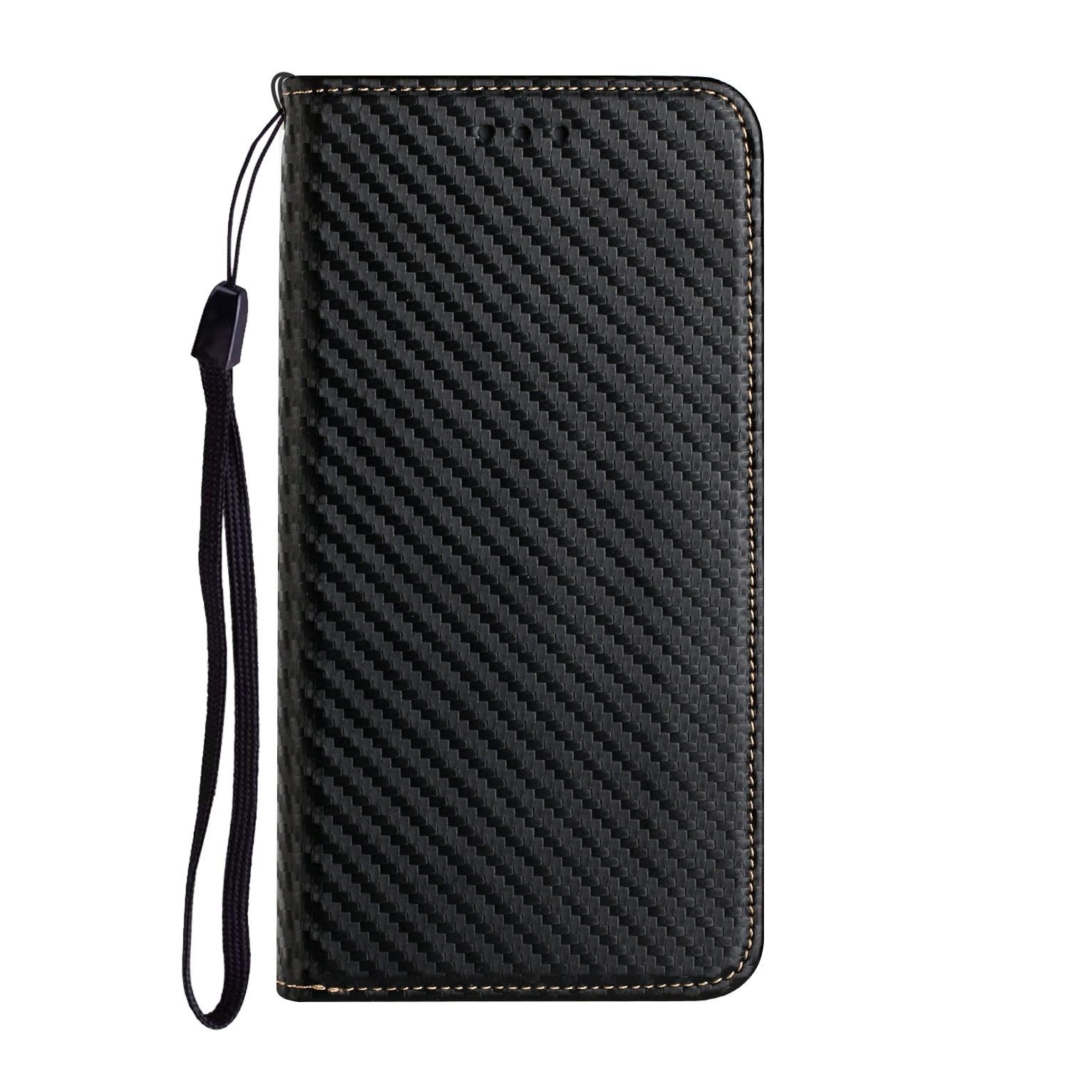 Wigento Handyhülle Für Xiaomi 14T Pro Carbonfaser Flip Magnetisches Kunstleder Hülle Case, Carbonfaseroptik, Magnetverschluss, Kartenfächer