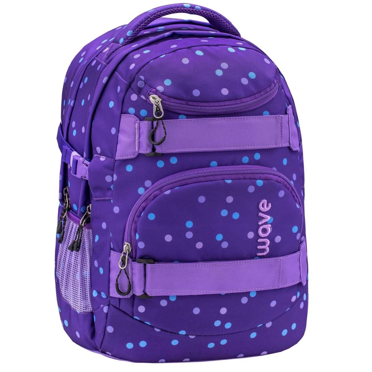 Wave Schulrucksack Infinity, Schultasche, ab 5. Klasse, weiterführende Schule, Mädchen Teenager Purple Dots