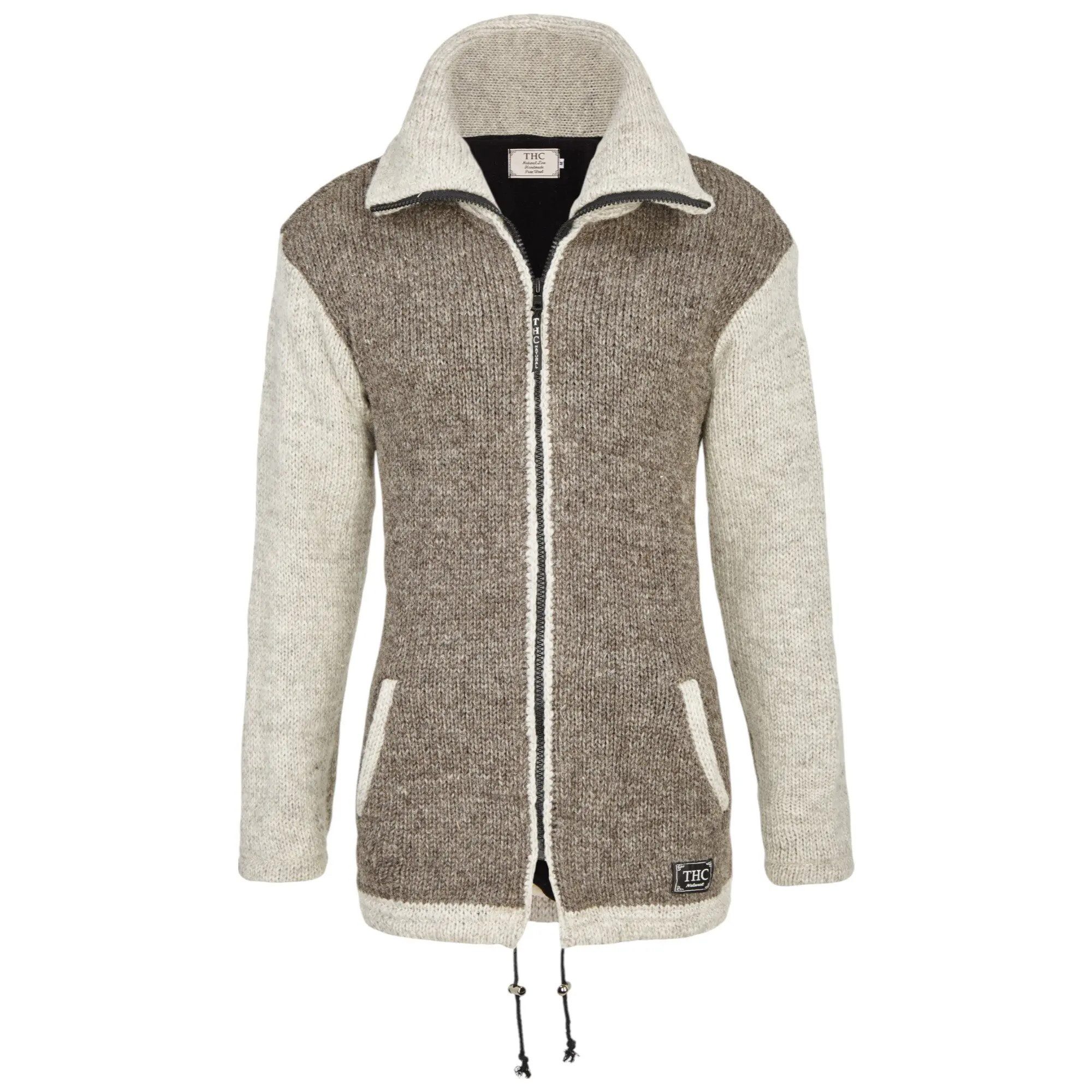THC Natural Line Strickmantel THC Strickmantel 902 beige (1 Stück, 1-tlg., 1 Stück) Strickmantel mit zur Kapuze umwandelbaren Kragen