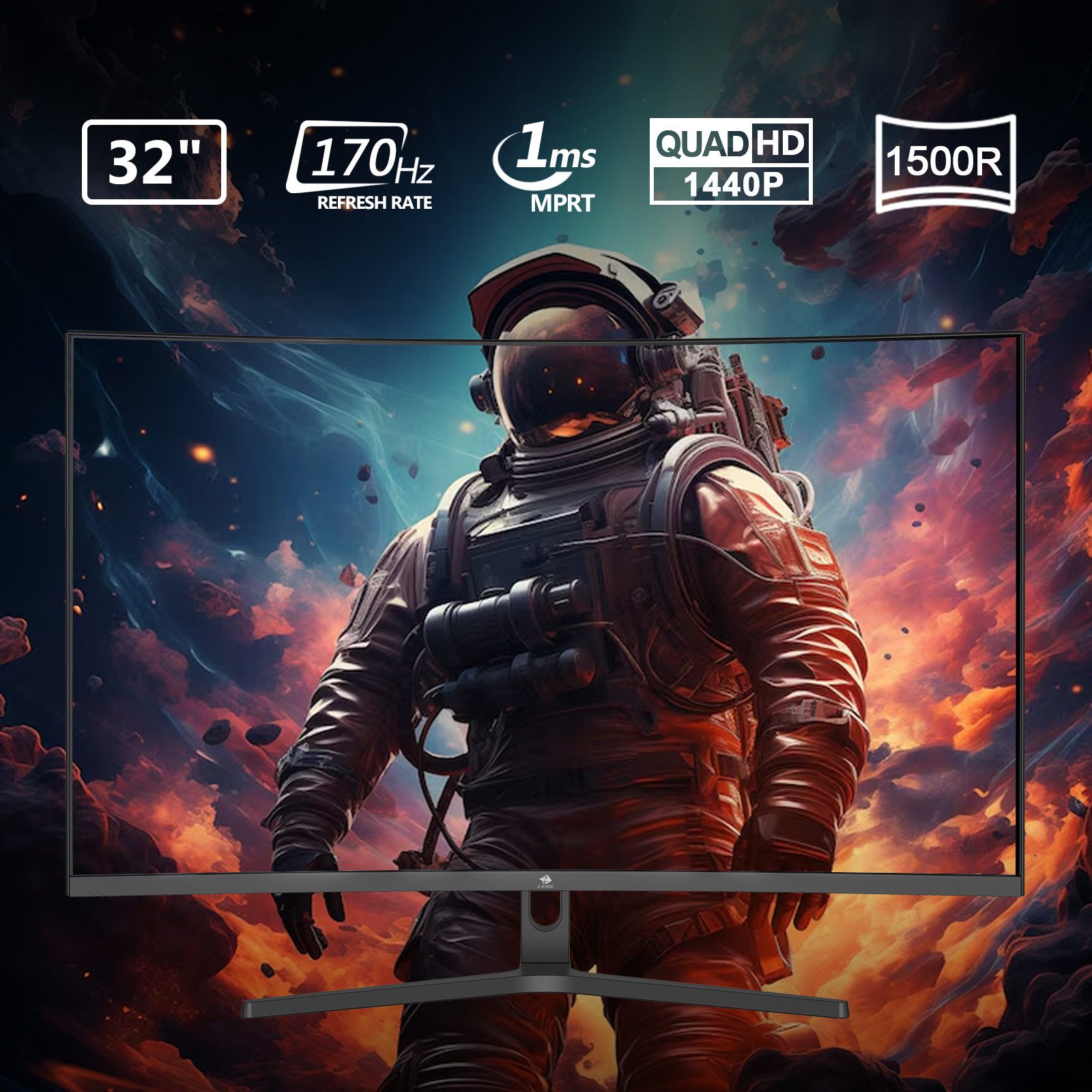 Z-EDGE LED Curved-Gaming-Monitor (80 cm/32 ", QHD 2560x1440 px, QHD, 1 ms Reaktionszeit, 165 Hz, LCD)