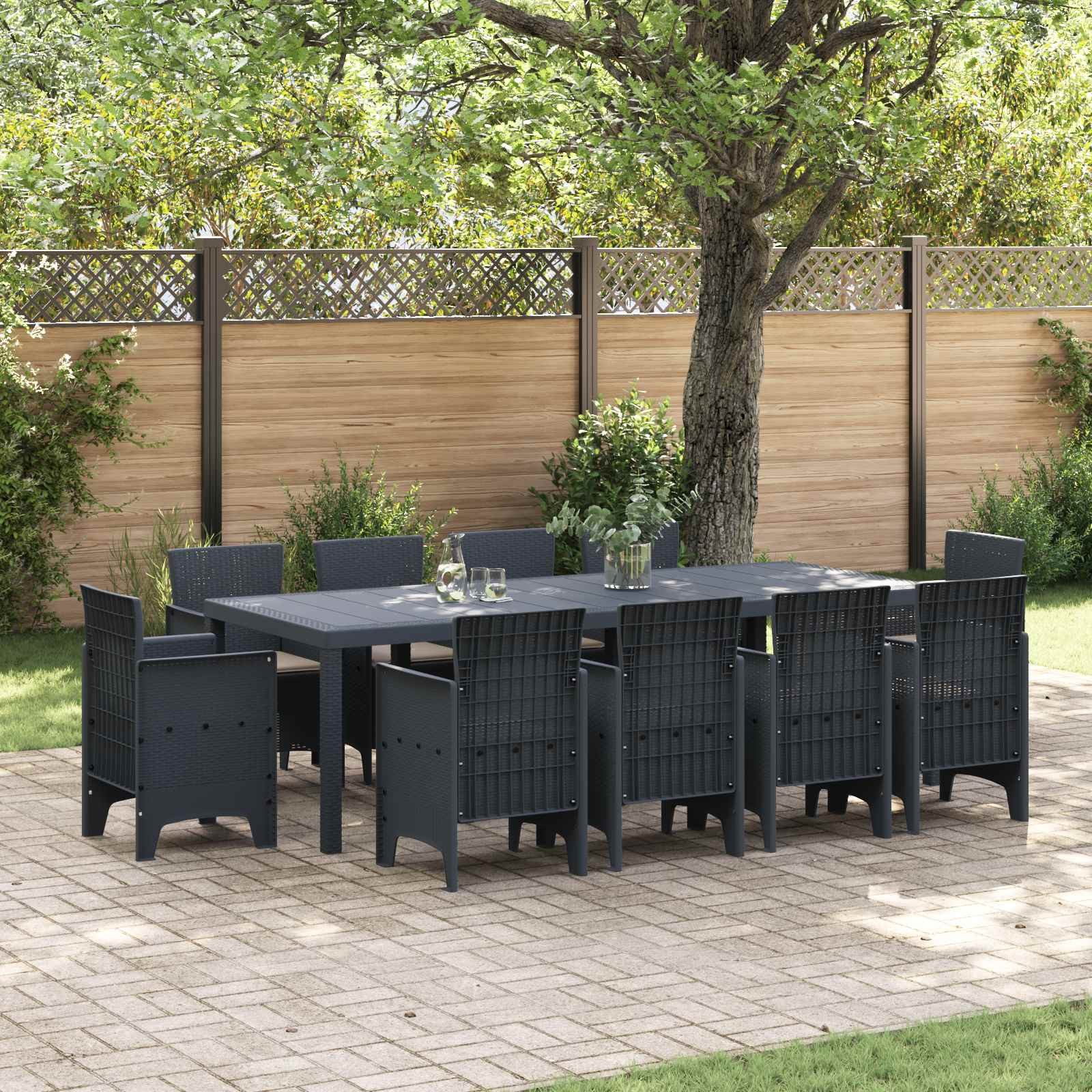 vidaXL Gartenlounge-Set Garten Essgruppe 11 pcs Anthrazit Polypropylen, (11-tlg)