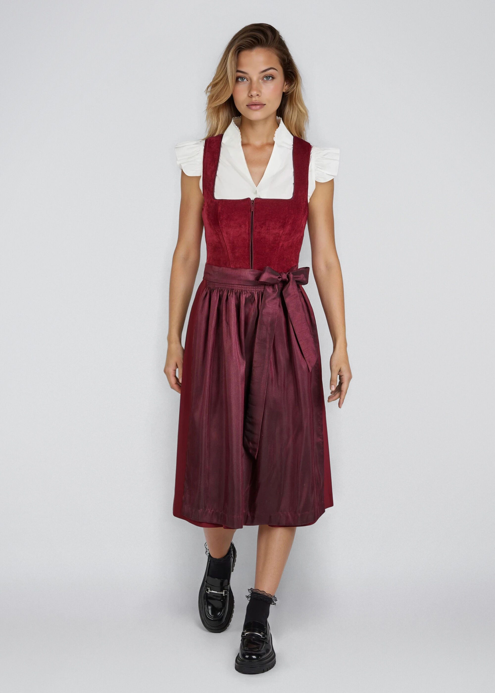 Spieth & Wensky Dirndl Havard leicht gerippter Oberteil, Reißverschluss Vor günstig online kaufen